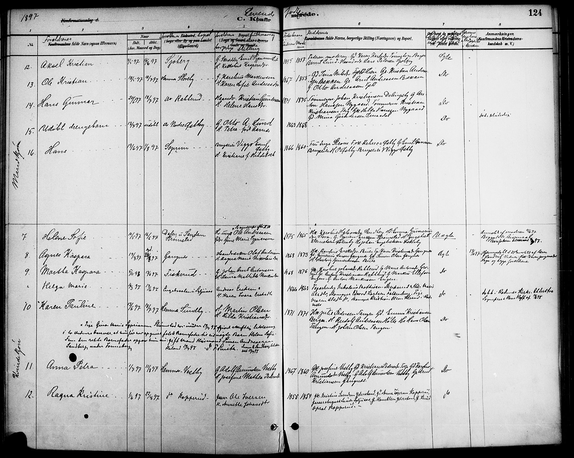 Høland prestekontor Kirkebøker, AV/SAO-A-10346a/F/Fb/L0001: Parish register (official) no. II 1, 1880-1897, p. 124