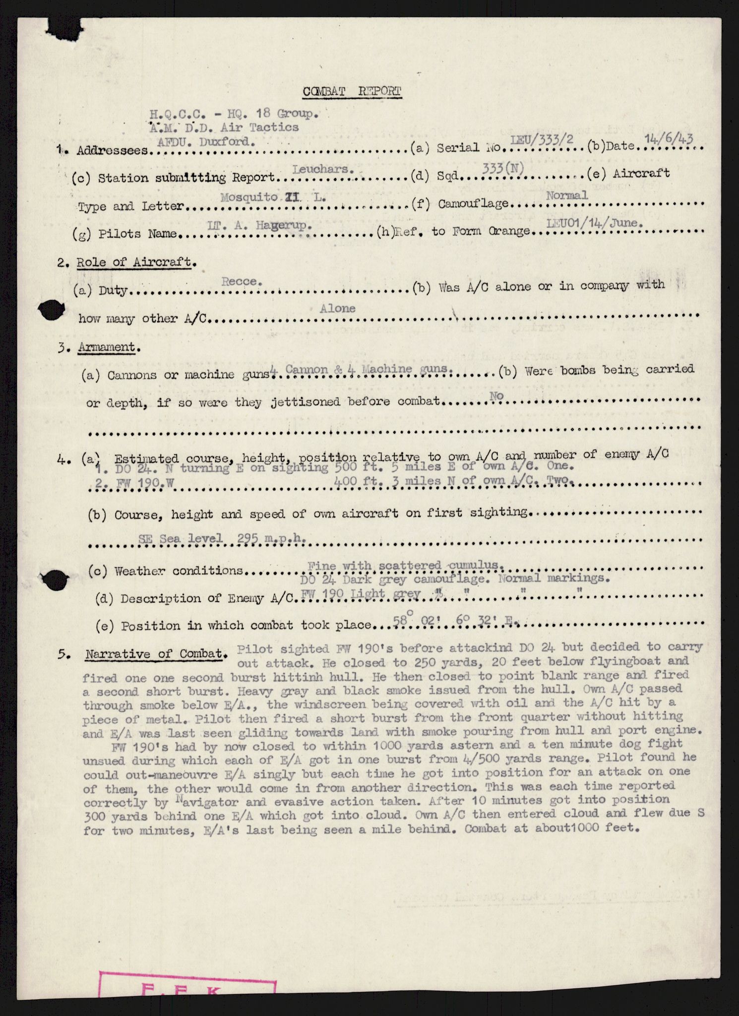 Forsvaret, 333 Skvadron, AV/RA-RAFA-2003/1/Da/L0041: Combat, Crash and and Circumstantial Reports , 1943-1945, p. 531