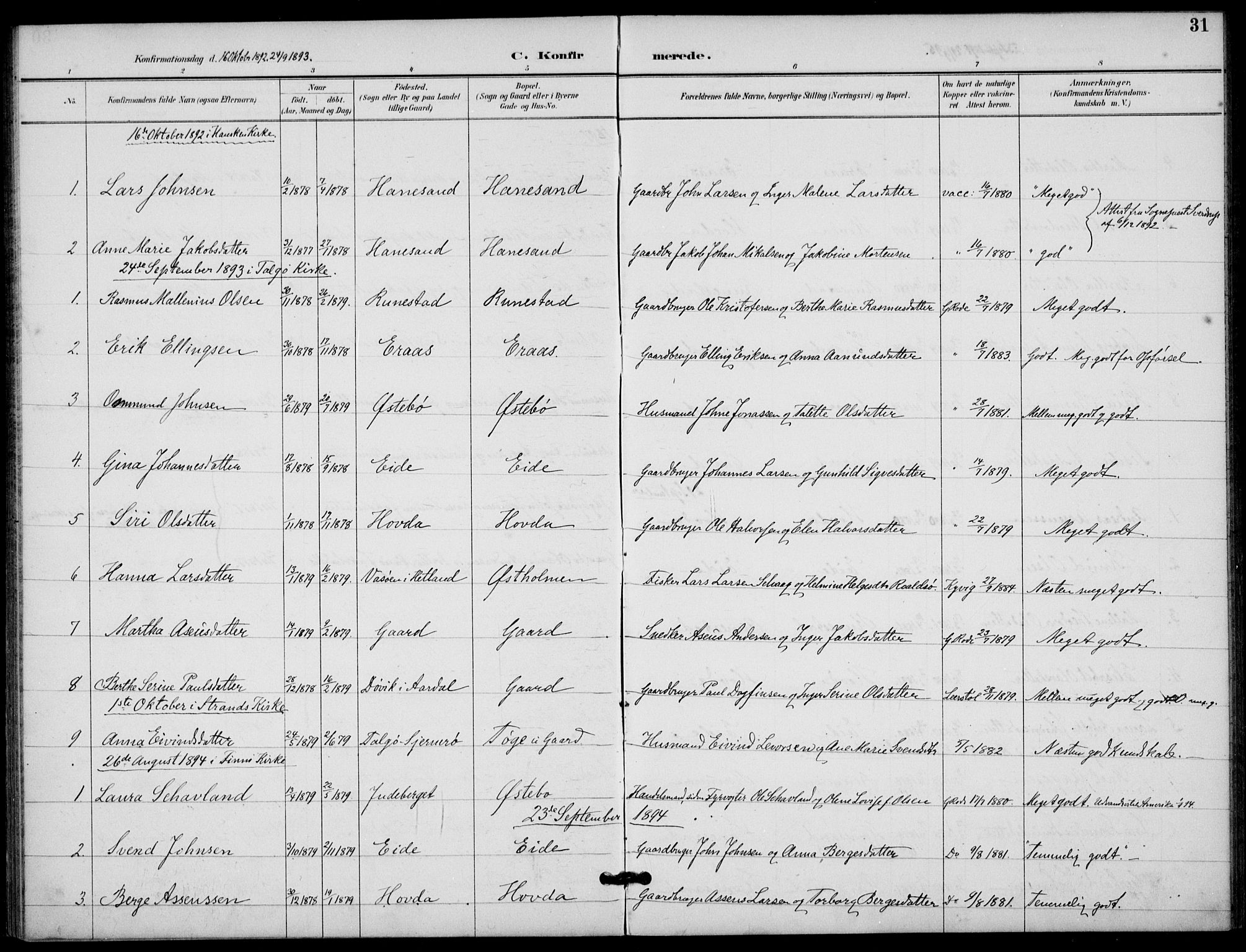 Finnøy sokneprestkontor, AV/SAST-A-101825/H/Ha/Haa/L0012: Parish register (official) no. A 12, 1889-1917, p. 31