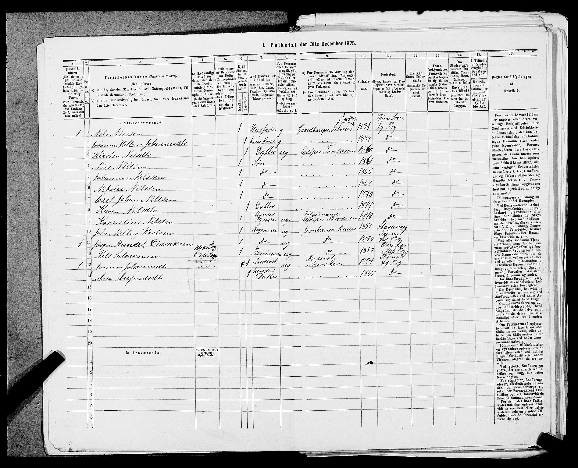 SAST, 1875 census for 1121P Lye, 1875, p. 331