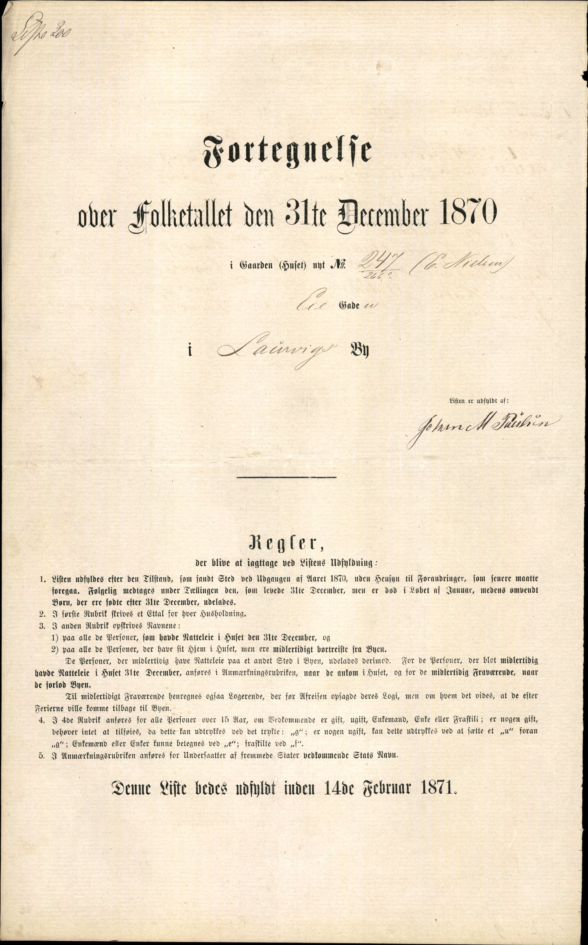 RA, 1870 census for 0707 Larvik, 1870, p. 617