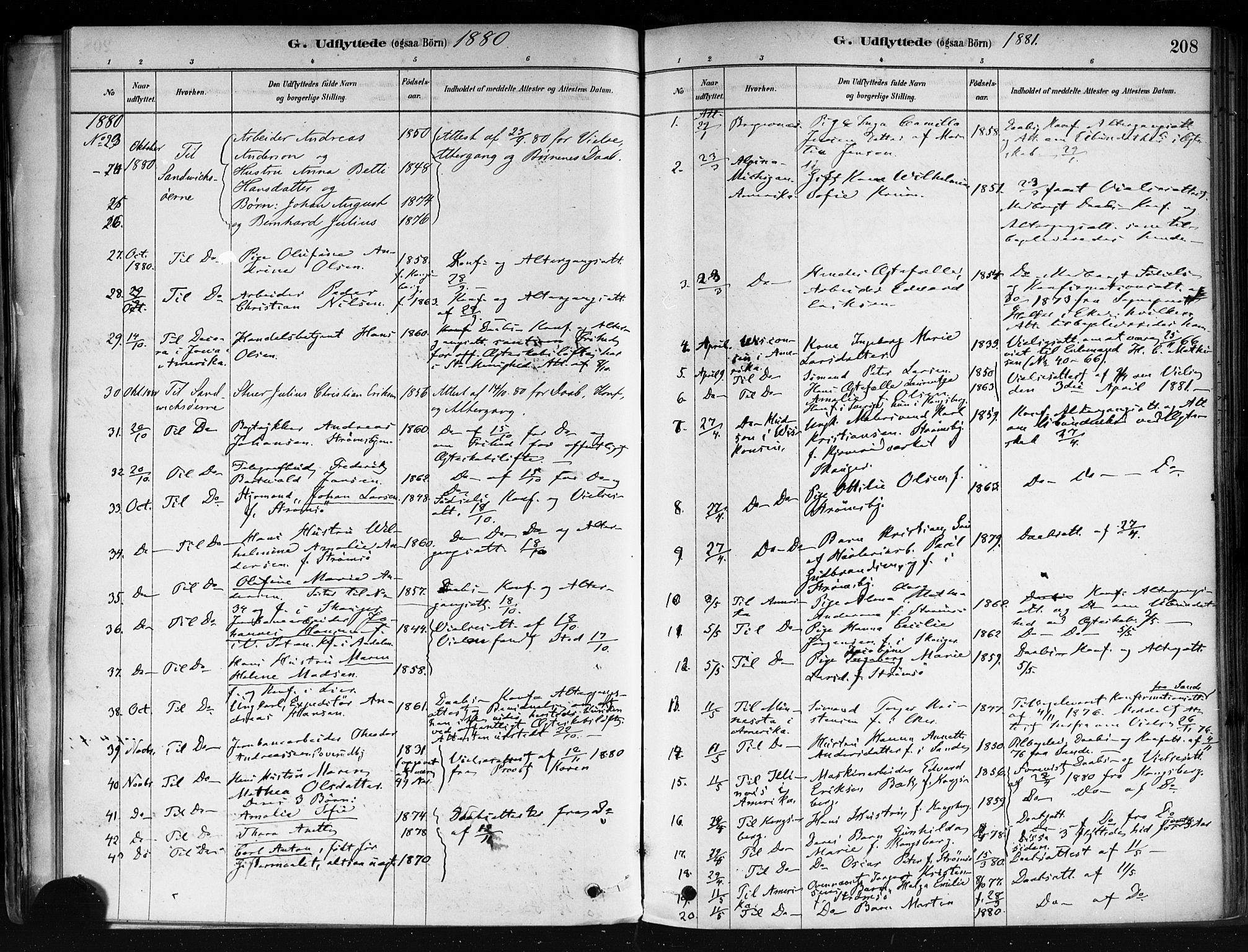 Strømsø kirkebøker, AV/SAKO-A-246/F/Fa/L0022: Parish register (official) no. I 22, 1879-1899, p. 208