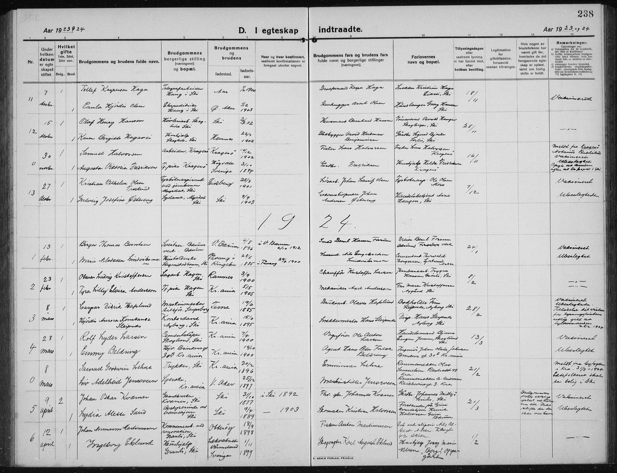 Kråkstad prestekontor Kirkebøker, AV/SAO-A-10125a/G/Gb/L0002: Parish register (copy) no. II 2, 1921-1941, p. 238