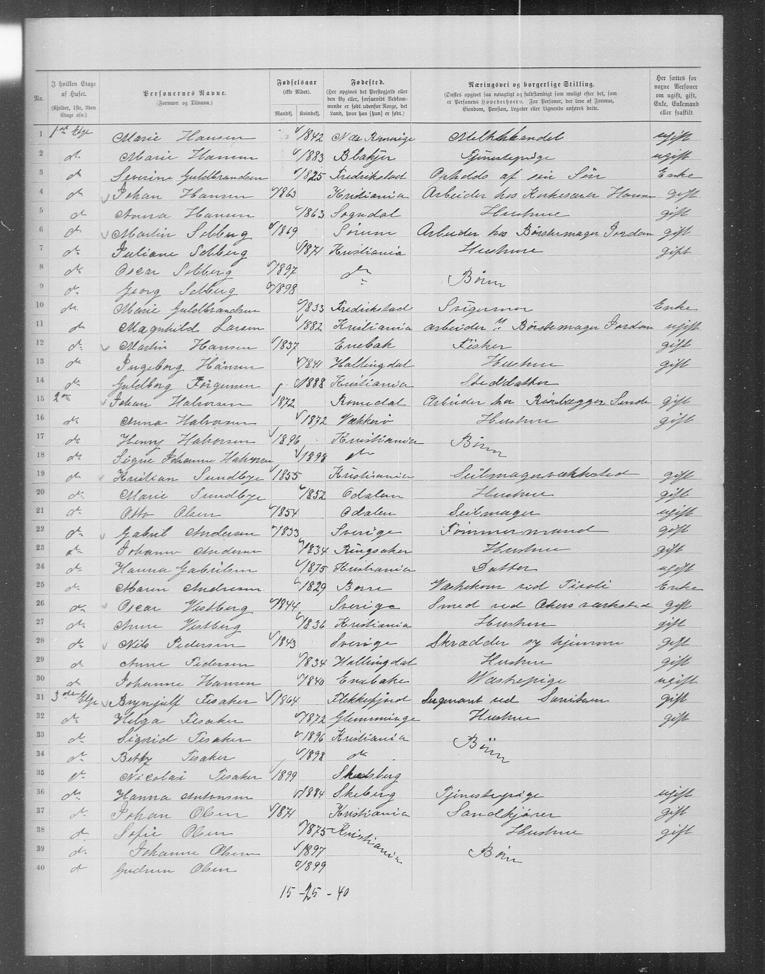 OBA, Municipal Census 1899 for Kristiania, 1899, p. 15951