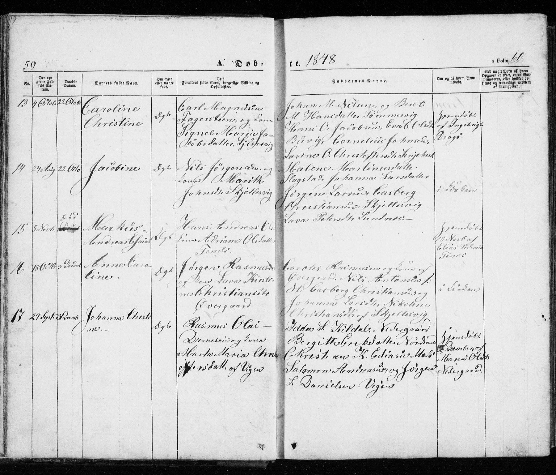 Trondenes sokneprestkontor, SATØ/S-1319/H/Ha/L0010kirke: Parish register (official) no. 10, 1840-1865, p. 59-60