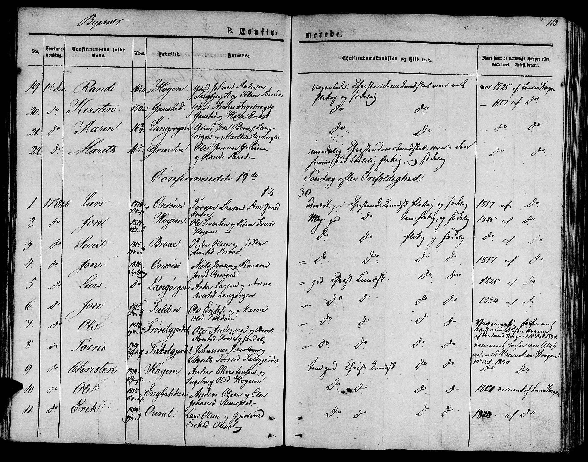 Ministerialprotokoller, klokkerbøker og fødselsregistre - Sør-Trøndelag, SAT/A-1456/612/L0374: Parish register (official) no. 612A07 /1, 1829-1845, p. 113