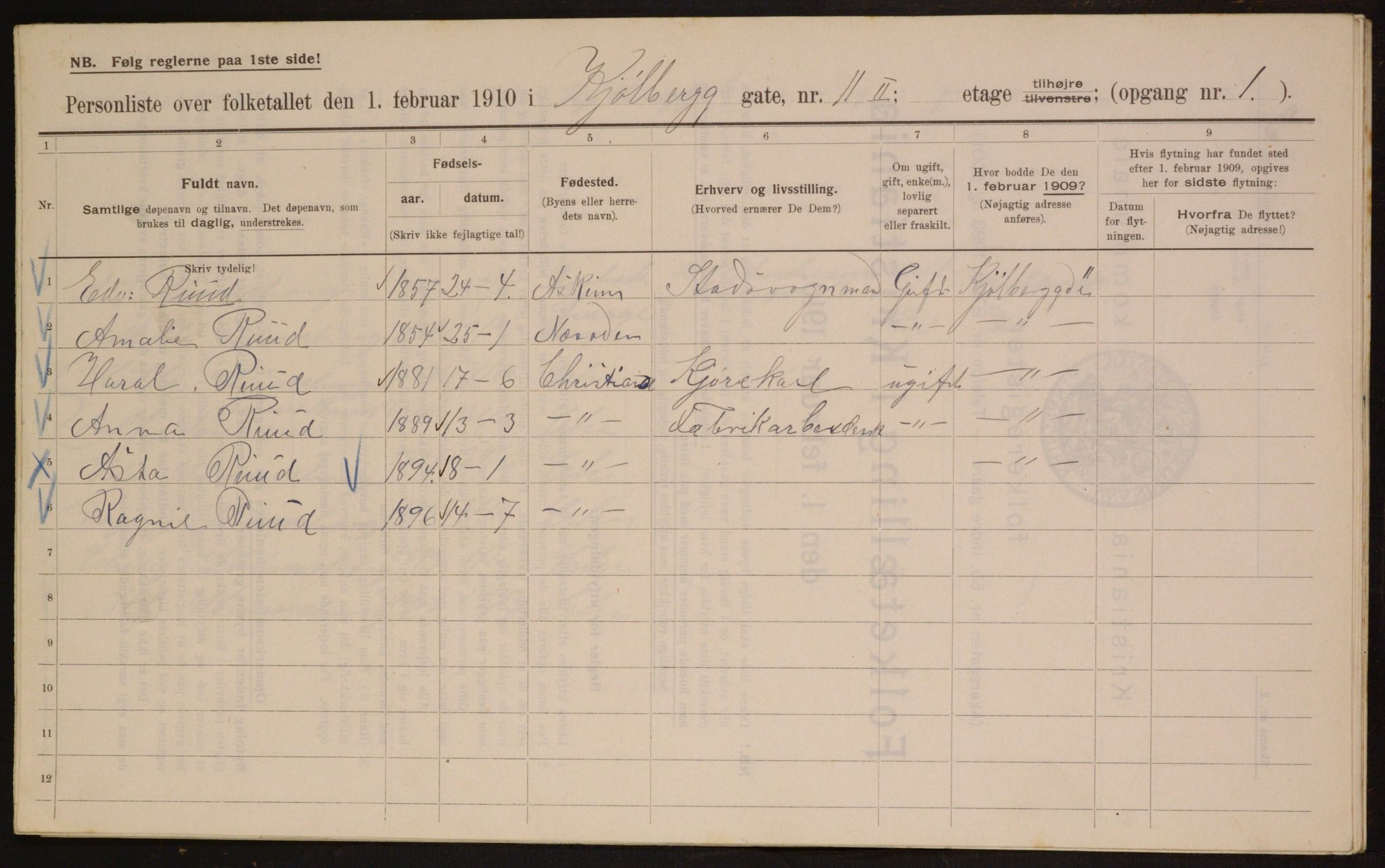 OBA, Municipal Census 1910 for Kristiania, 1910, p. 50124