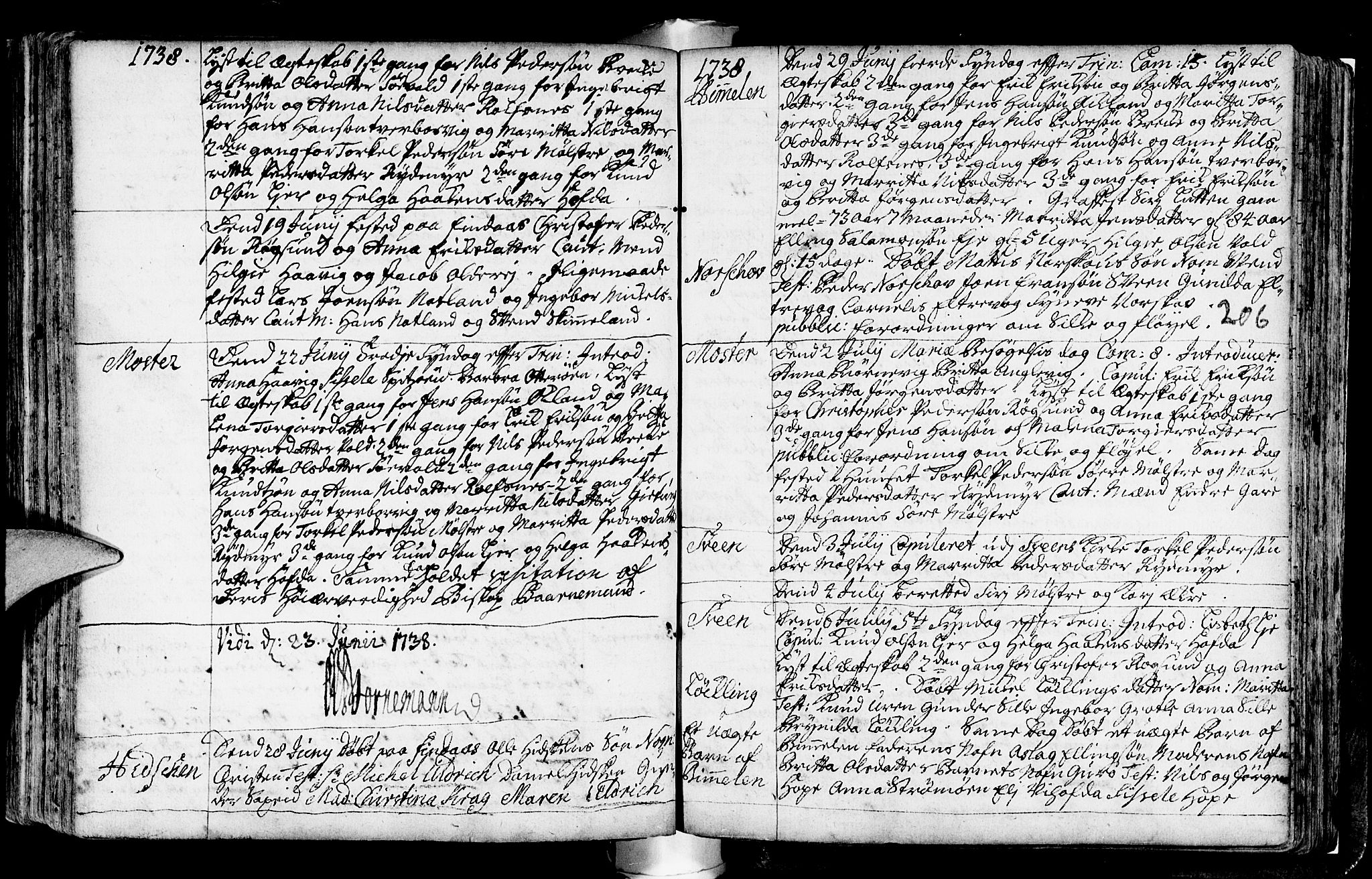 Finnås sokneprestembete, AV/SAB-A-99925/H/Ha/Haa/Haaa/L0001: Parish register (official) no. A 1, 1718-1744, p. 206