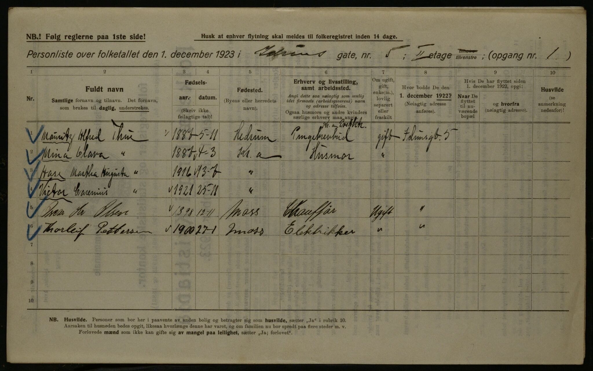 OBA, Municipal Census 1923 for Kristiania, 1923, p. 48326