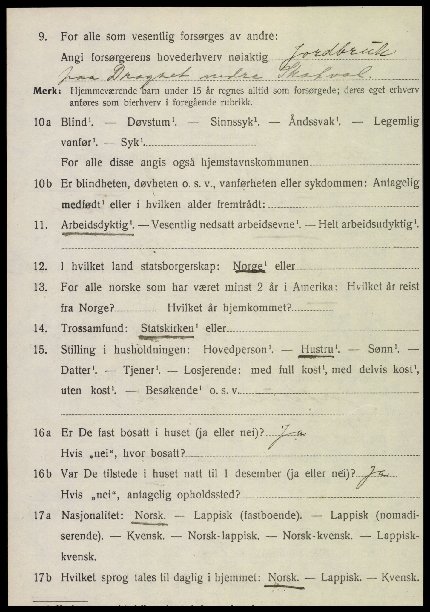 SAT, 1920 census for Skatval, 1920, p. 1146