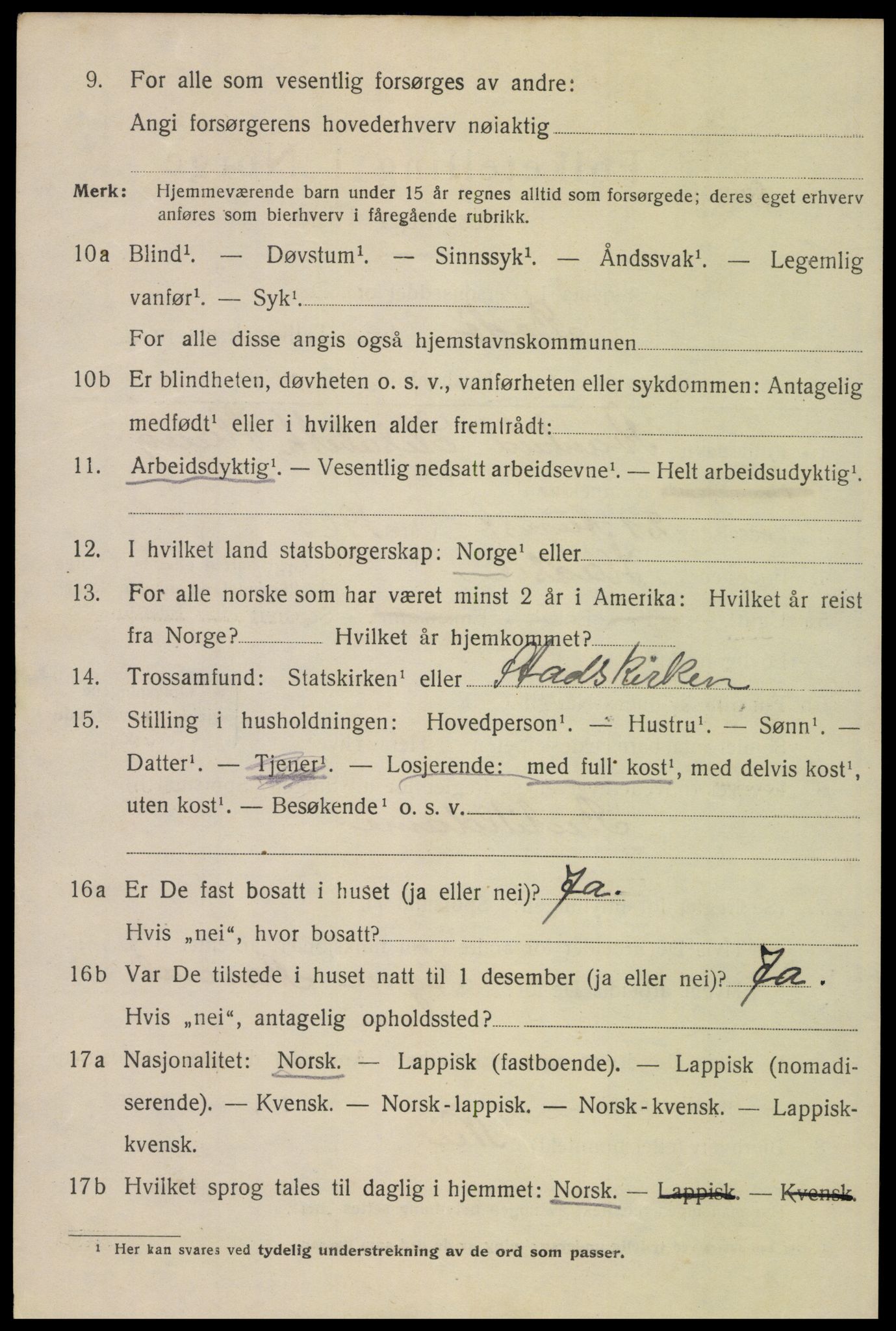 SAT, 1920 census for Bodø, 1920, p. 11106