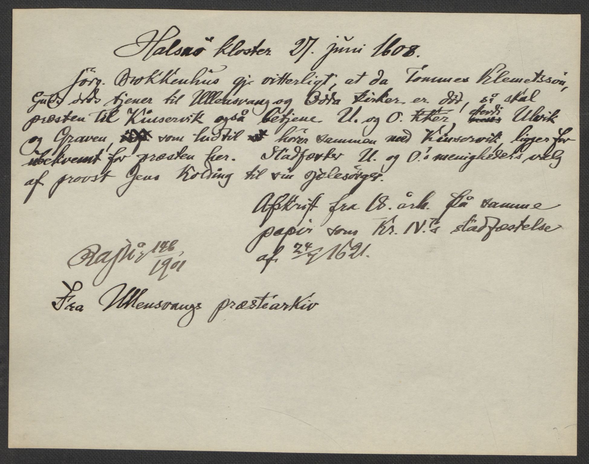 Riksarkivets diplomsamling, AV/RA-EA-5965/F15/L0037: Prestearkiv - Hordaland, 1577-1733, p. 15