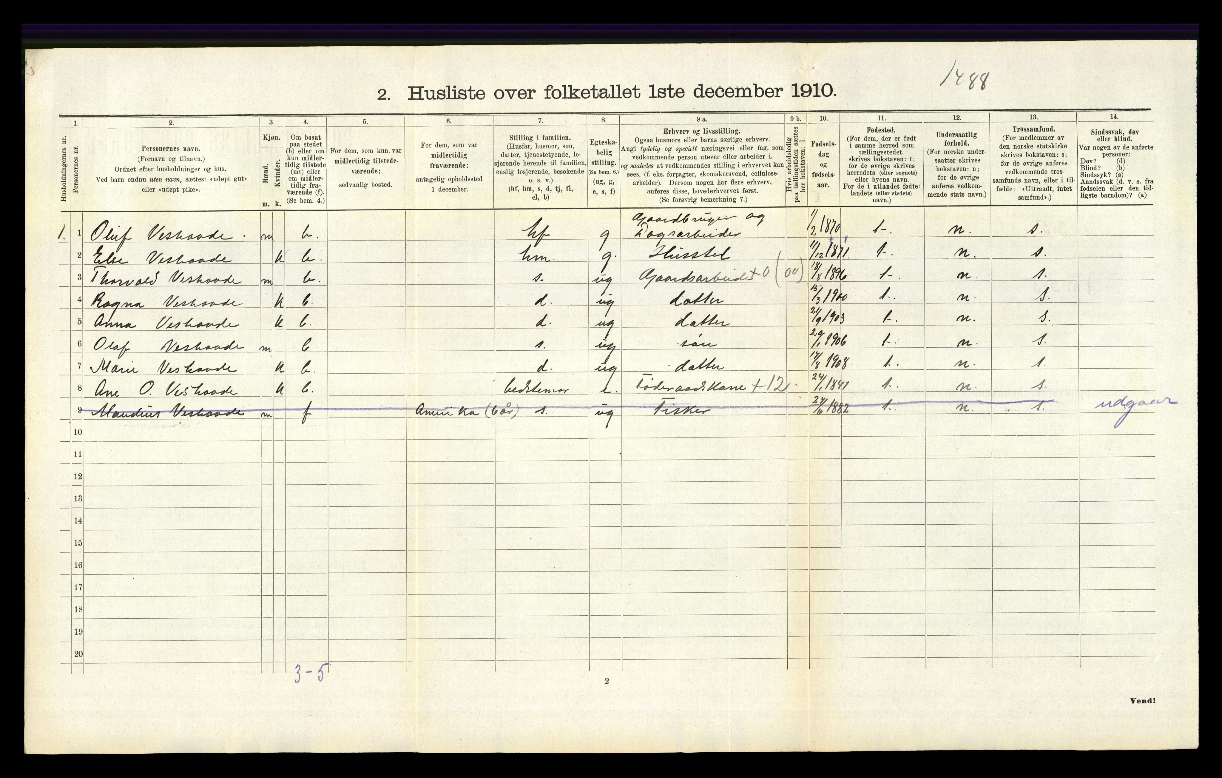 RA, 1910 census for Eigersund, 1910, p. 497