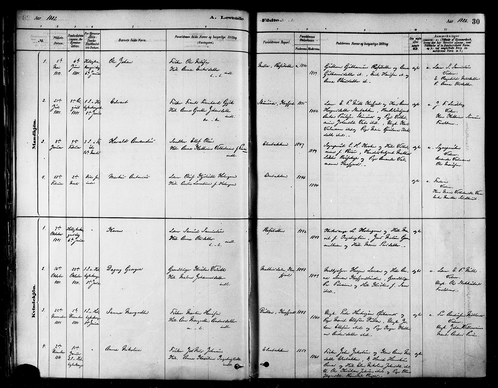 Alta sokneprestkontor, SATØ/S-1338/H/Ha/L0002.kirke: Parish register (official) no. 2, 1879-1892, p. 30