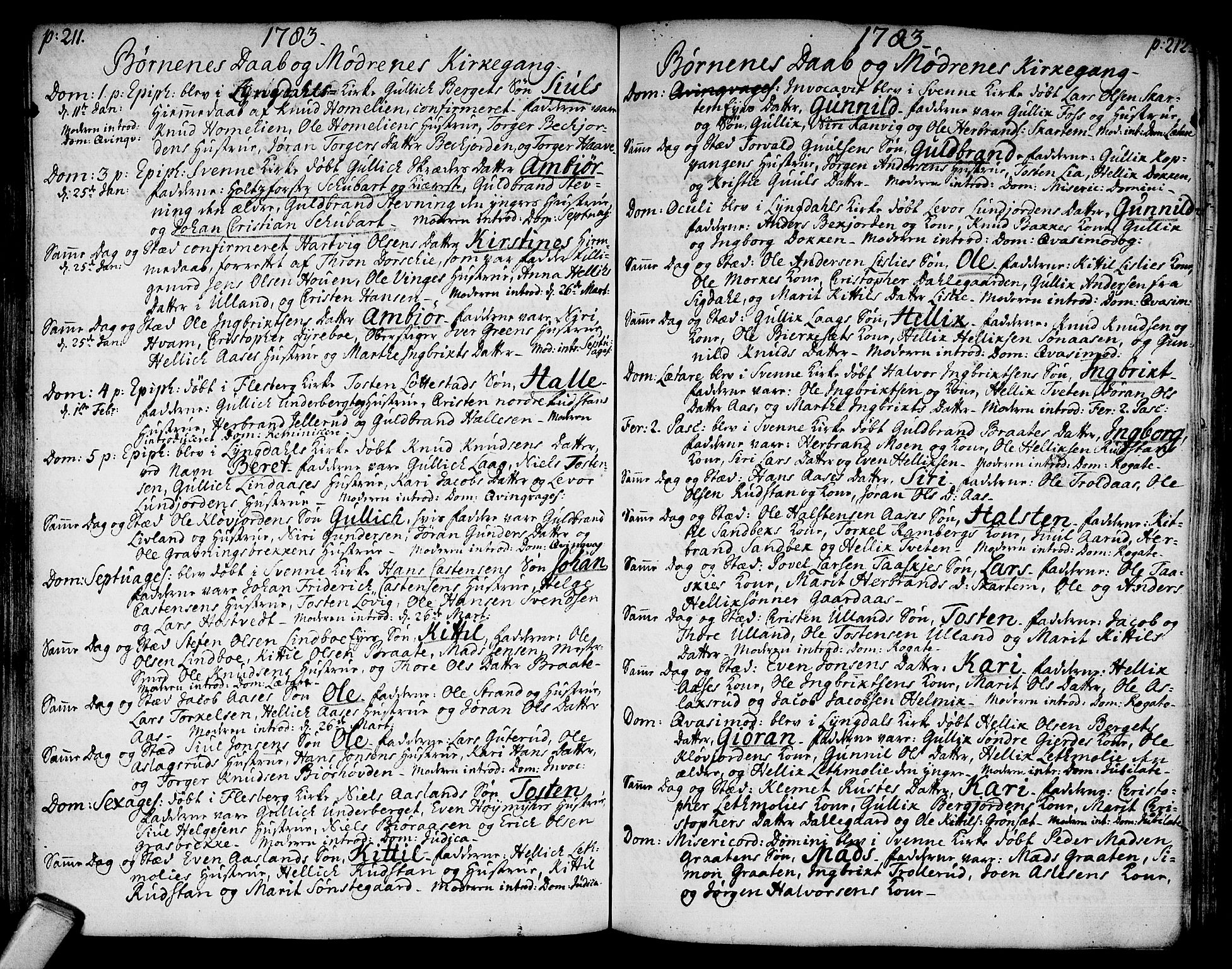 Flesberg kirkebøker, AV/SAKO-A-18/F/Fa/L0003: Parish register (official) no. I 3, 1748-1790, p. 211-212