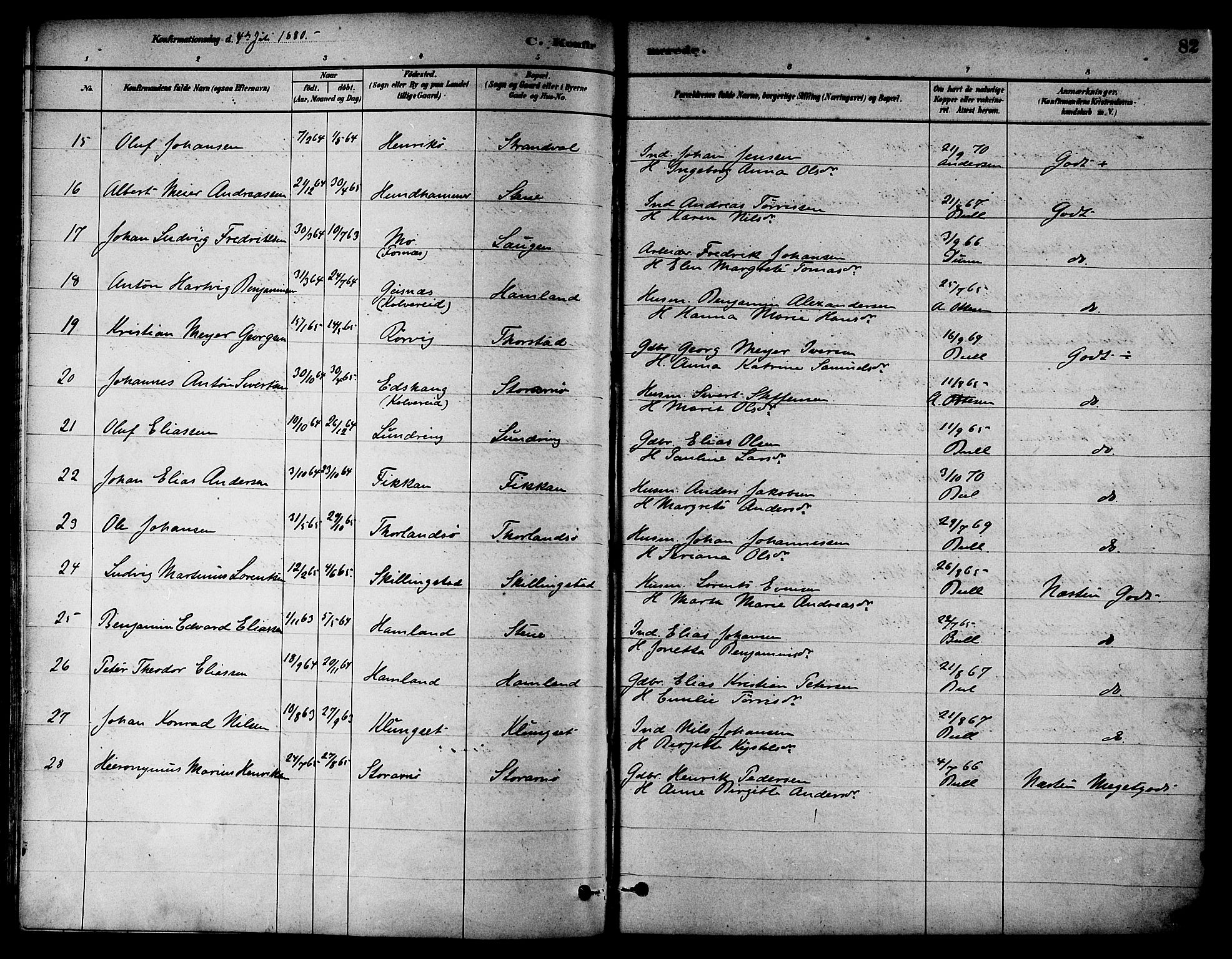 Ministerialprotokoller, klokkerbøker og fødselsregistre - Nord-Trøndelag, AV/SAT-A-1458/784/L0672: Parish register (official) no. 784A07, 1880-1887, p. 82