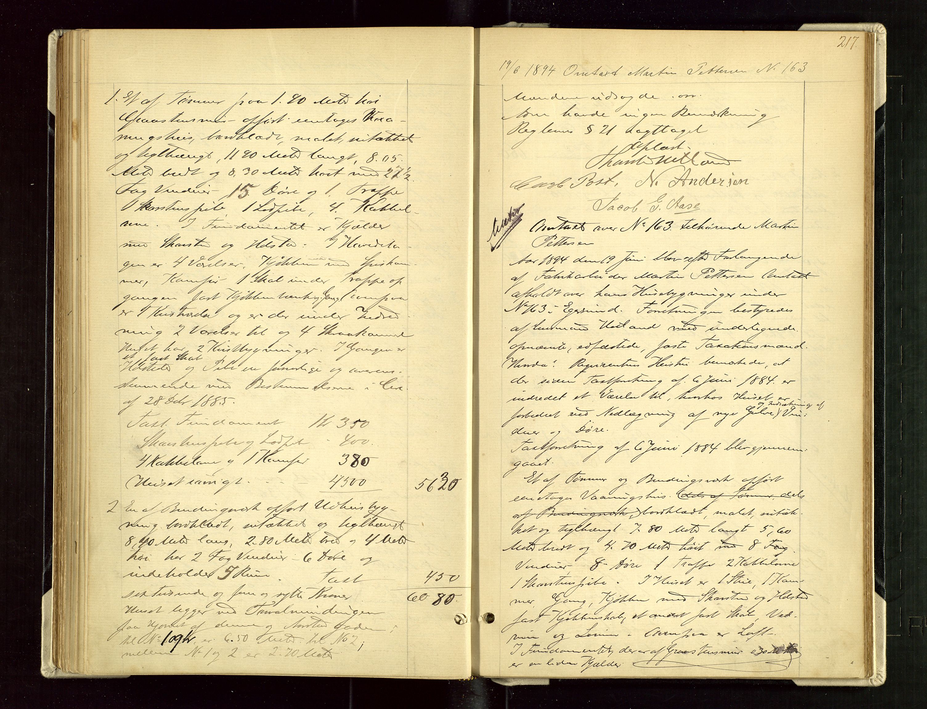 Eigersund lensmannskontor, AV/SAST-A-100171/God/L0004: "Brandtaxationsprotokol", 1886-1895, p. 216b-217a