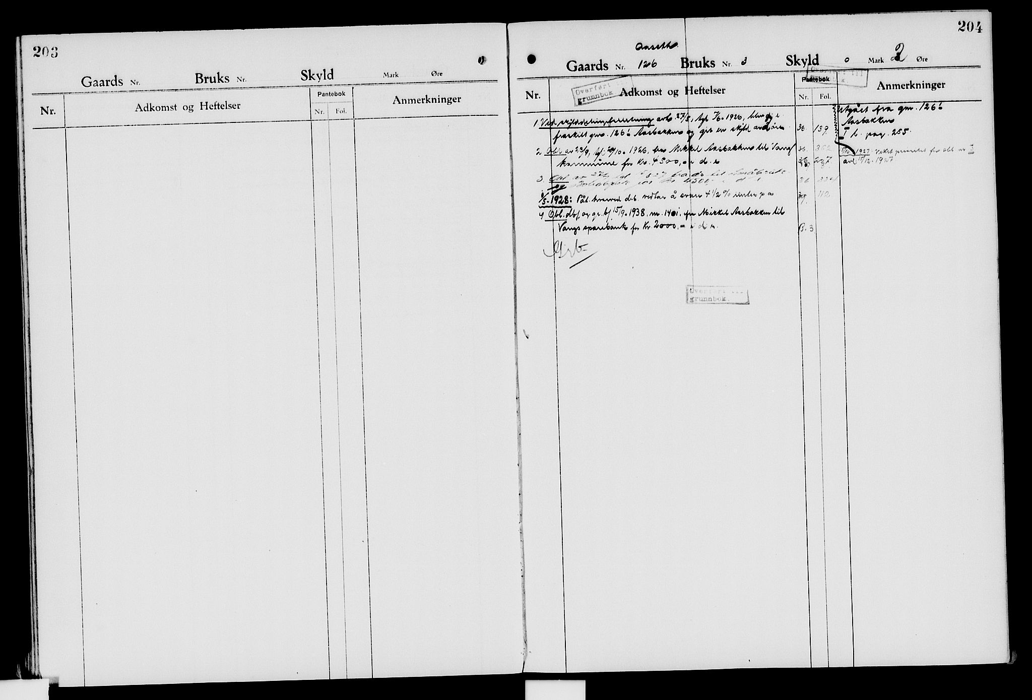 Nord-Hedmark sorenskriveri, SAH/TING-012/H/Ha/Had/Hade/L0007: Mortgage register no. 4.7, 1924-1940, p. 203-204