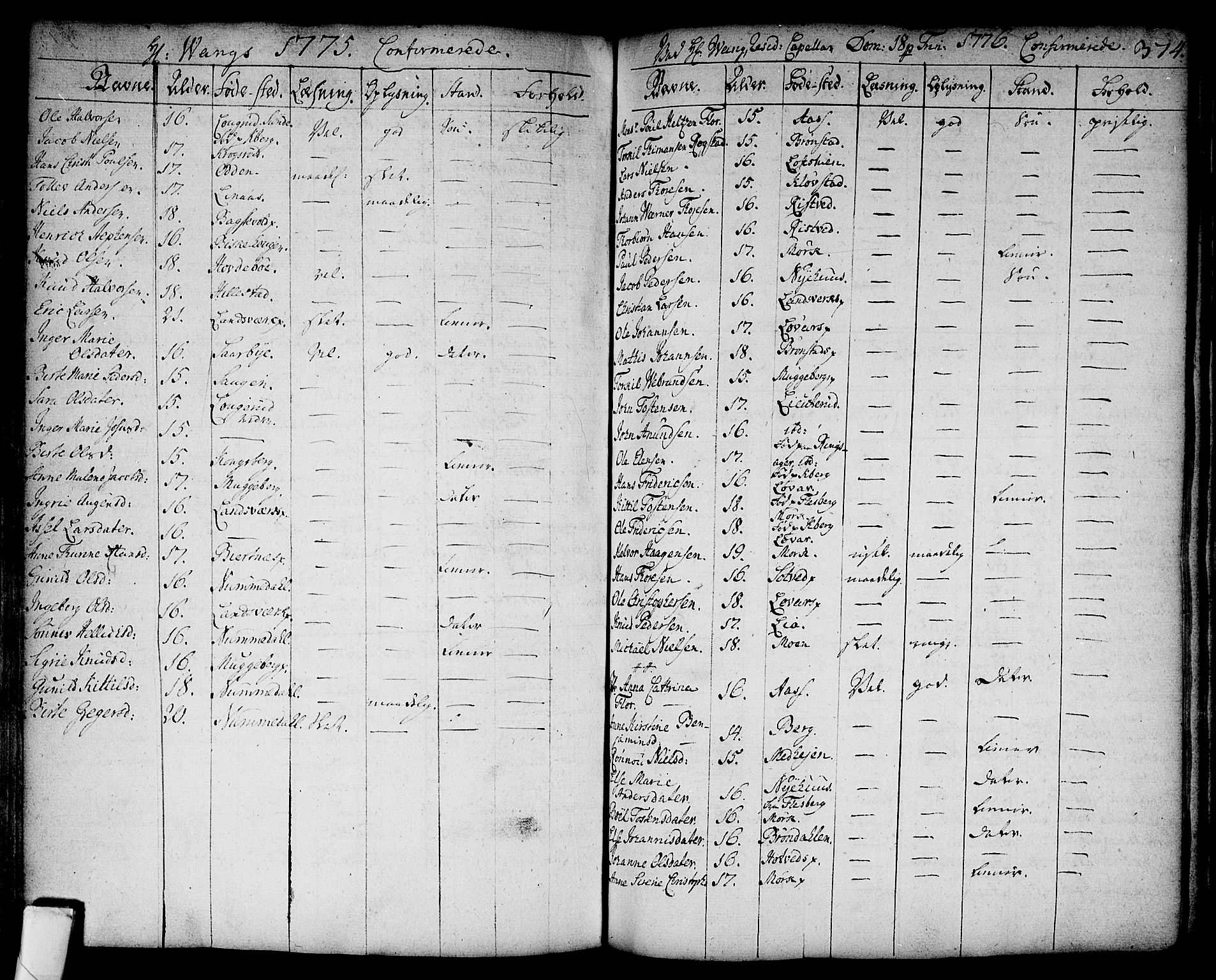 Sandsvær kirkebøker, AV/SAKO-A-244/F/Fa/L0002a: Parish register (official) no. I 2, 1725-1809, p. 374