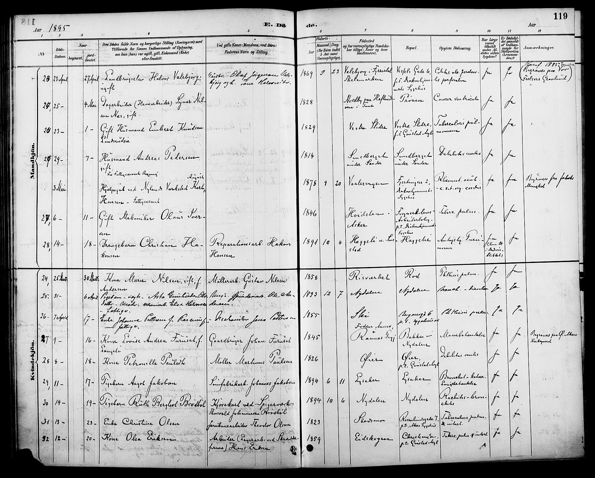 Vestre Aker prestekontor Kirkebøker, SAO/A-10025/F/Fa/L0011: Parish register (official) no. 11, 1886-1904, p. 119