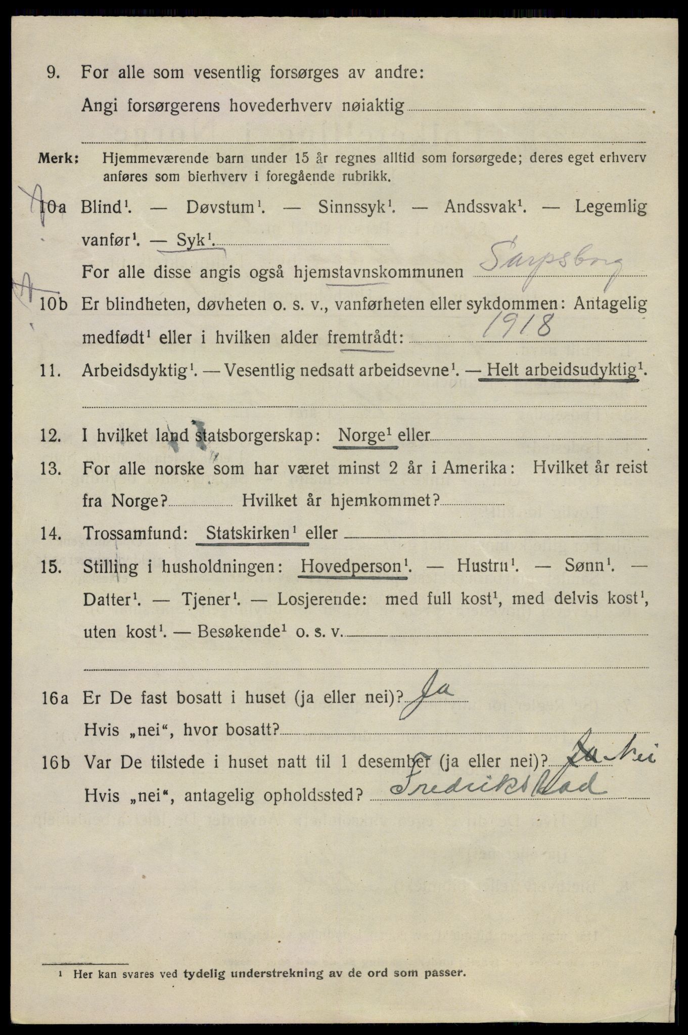 SAO, 1920 census for Sarpsborg, 1920, p. 13429