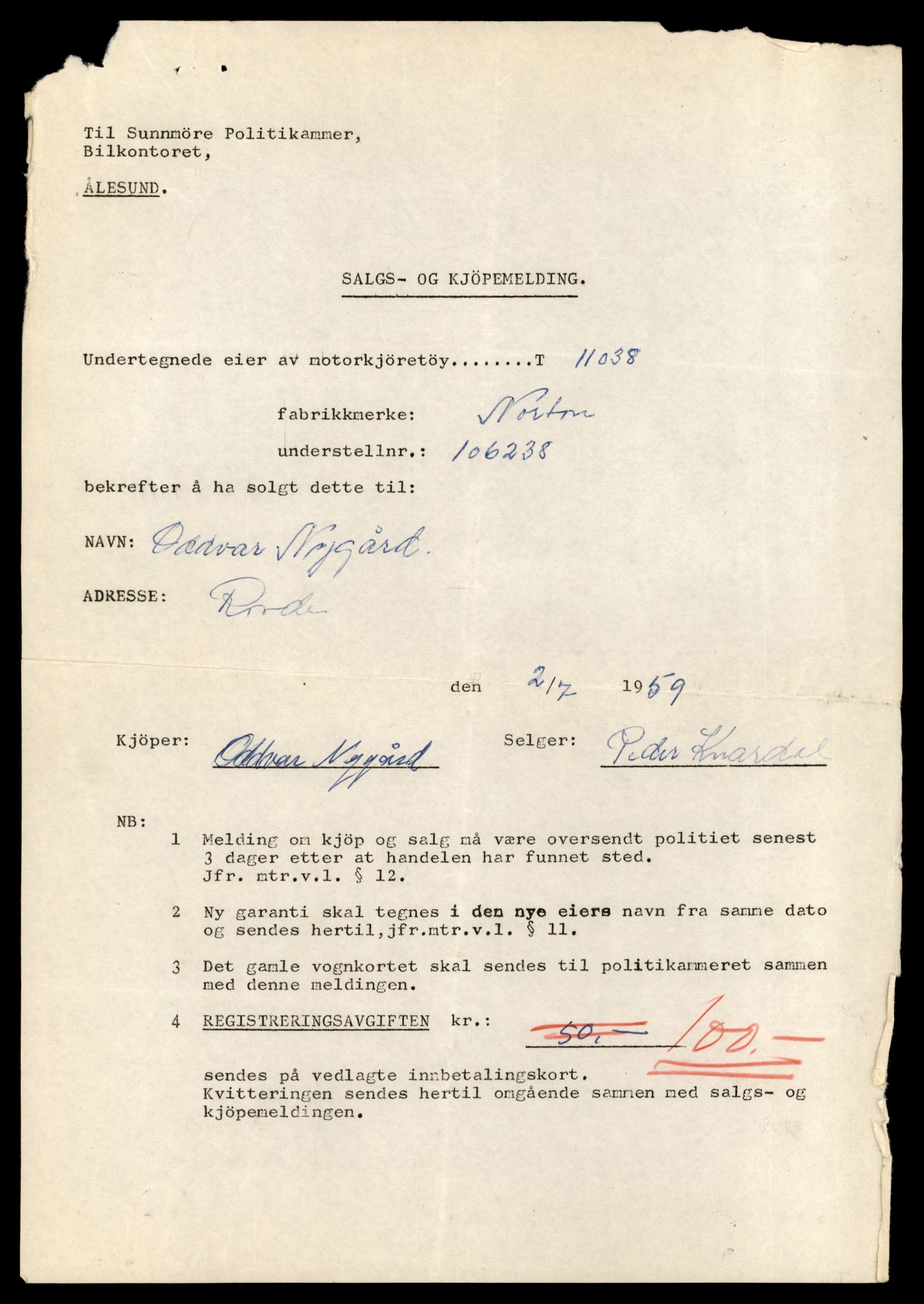 Møre og Romsdal vegkontor - Ålesund trafikkstasjon, AV/SAT-A-4099/F/Fe/L0026: Registreringskort for kjøretøy T 11046 - T 11160, 1927-1998, p. 665