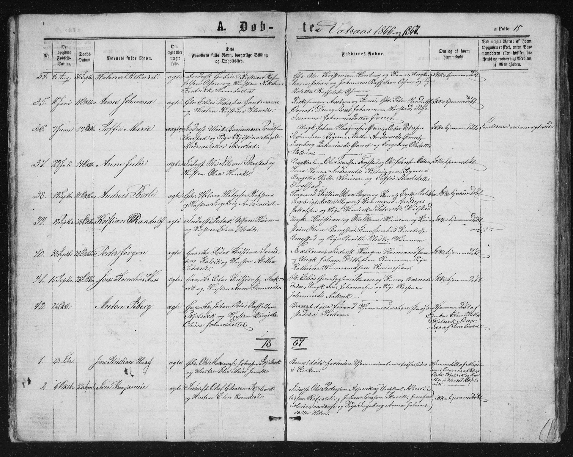 Ministerialprotokoller, klokkerbøker og fødselsregistre - Nordland, AV/SAT-A-1459/810/L0158: Parish register (copy) no. 810C02 /1, 1863-1883, p. 15