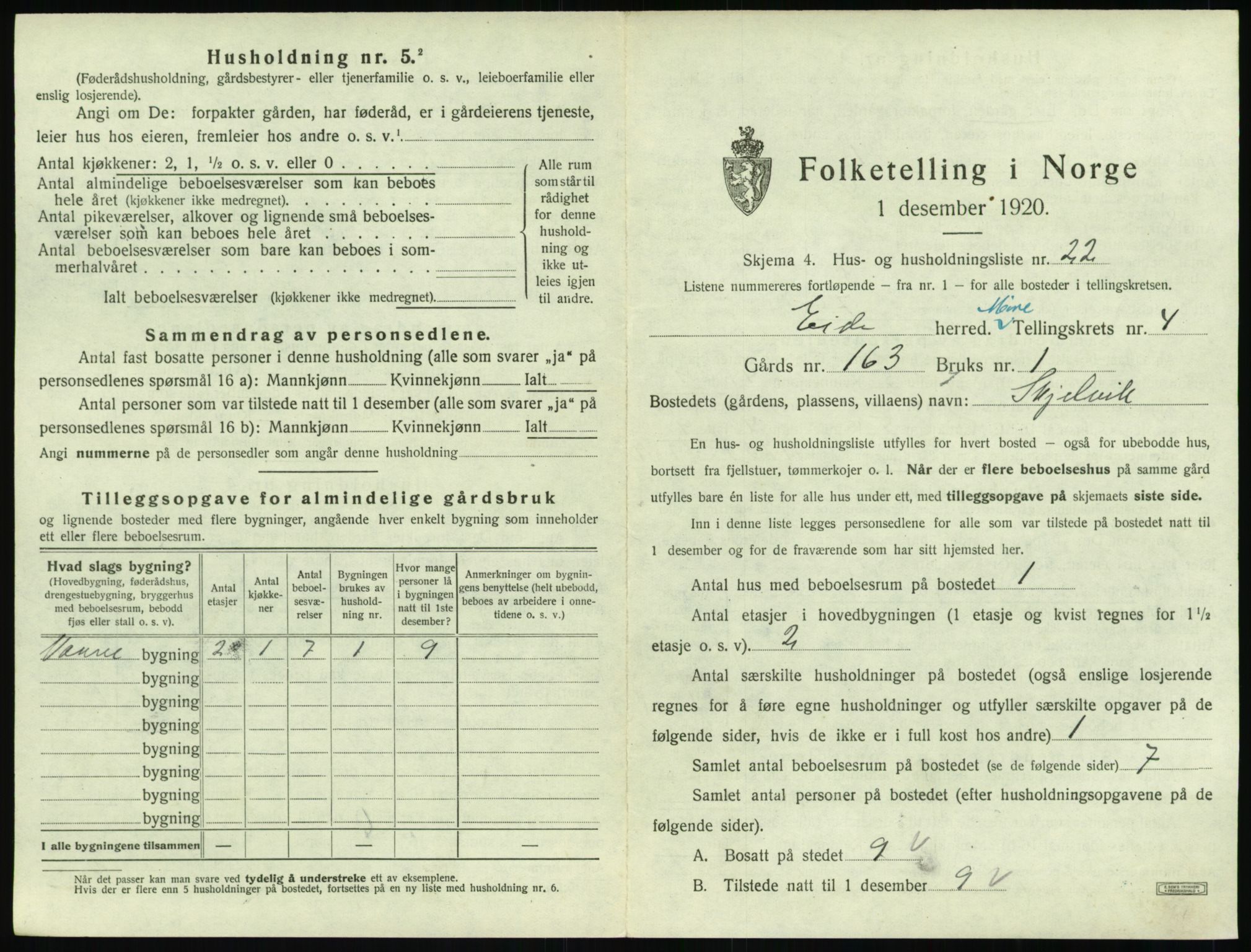 SAT, 1920 census for Eid (MR), 1920, p. 296