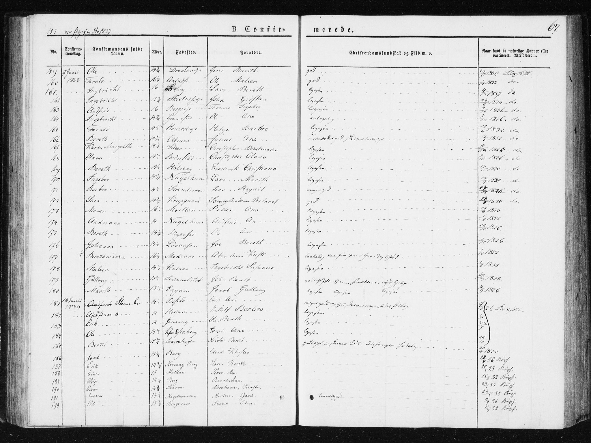 Ministerialprotokoller, klokkerbøker og fødselsregistre - Nord-Trøndelag, SAT/A-1458/749/L0470: Parish register (official) no. 749A04, 1834-1853, p. 67