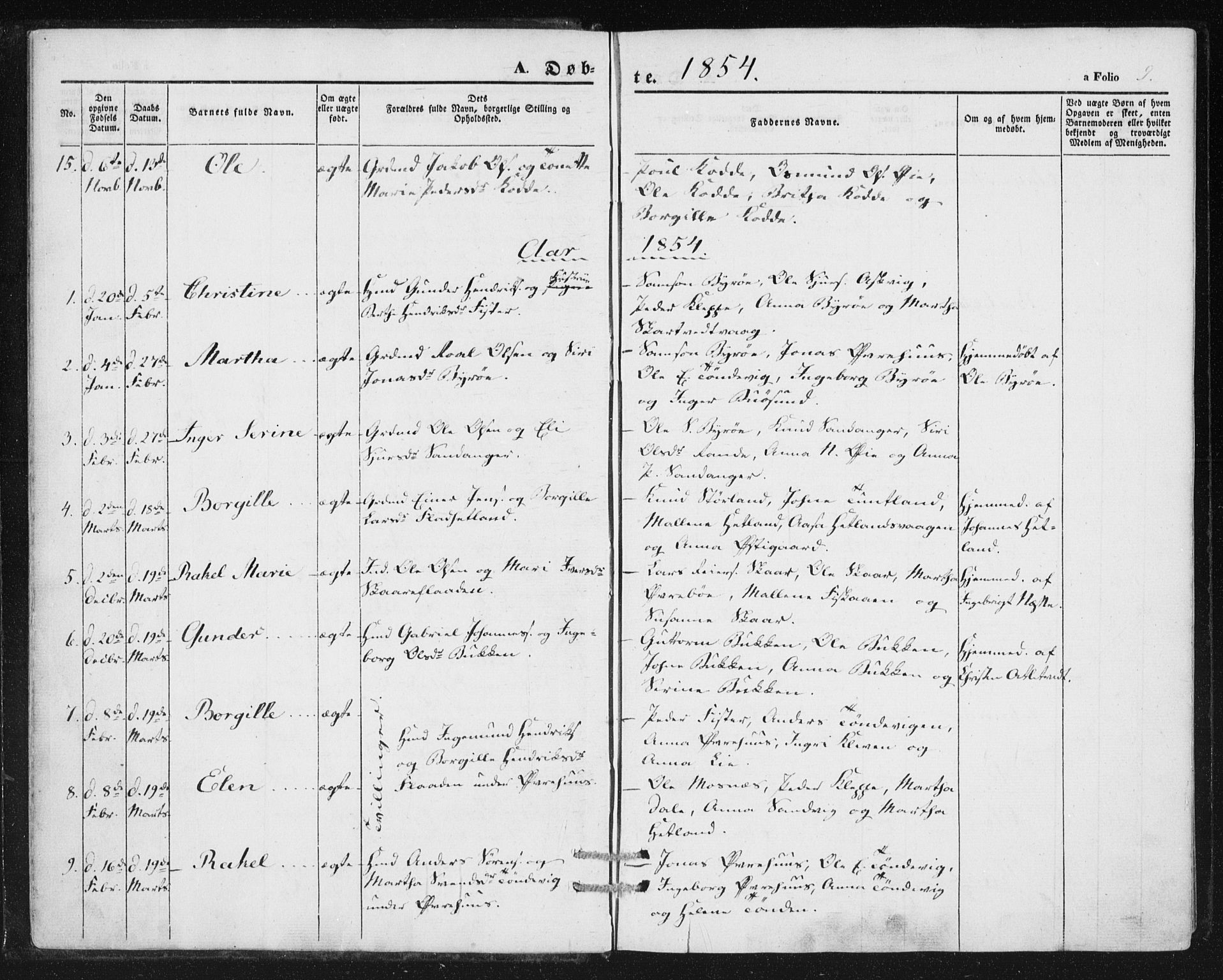 Hjelmeland sokneprestkontor, SAST/A-101843/01/IV/L0010: Parish register (official) no. A 10, 1851-1871, p. 9