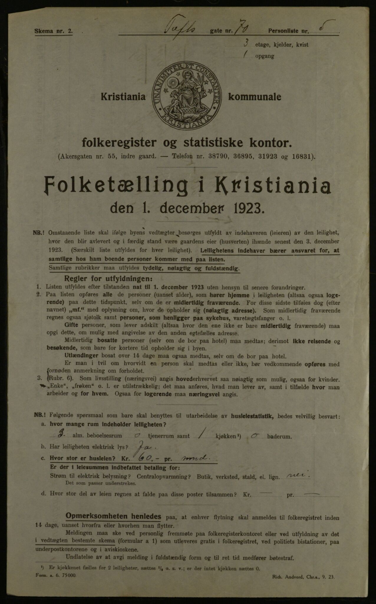 OBA, Municipal Census 1923 for Kristiania, 1923, p. 124932