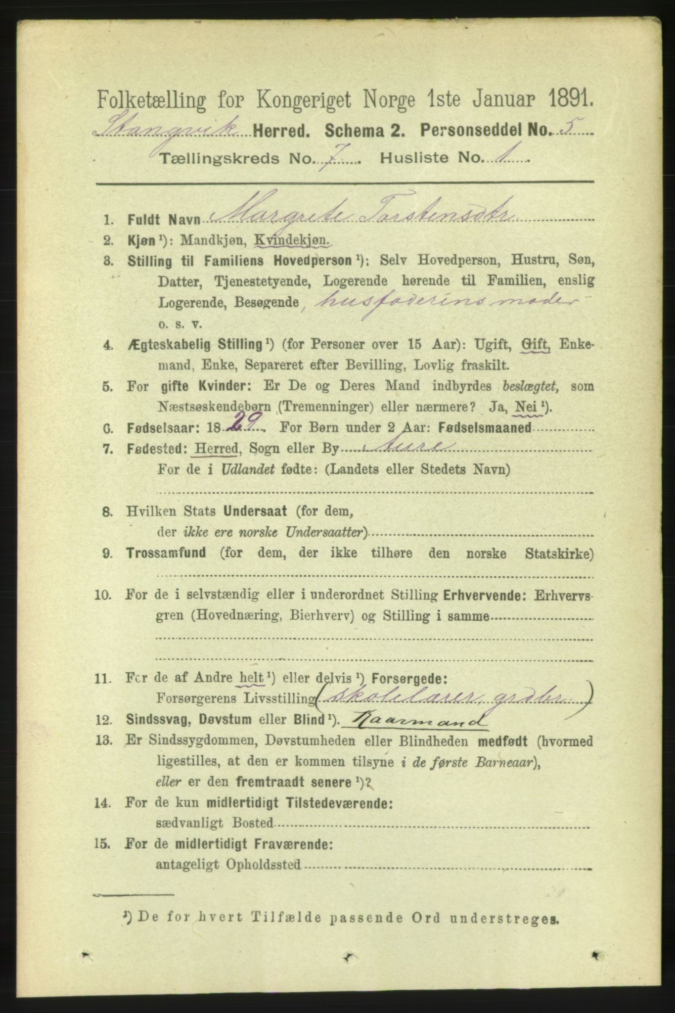 RA, 1891 census for 1564 Stangvik, 1891, p. 3017