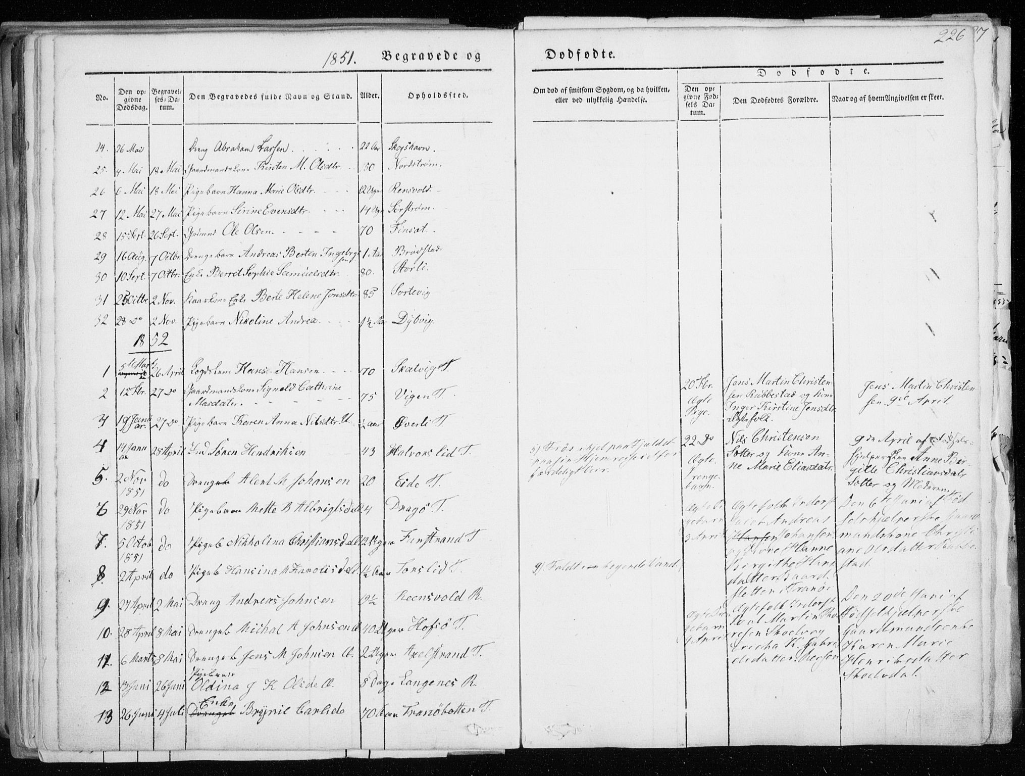 Tranøy sokneprestkontor, SATØ/S-1313/I/Ia/Iaa/L0006kirke: Parish register (official) no. 6, 1844-1855, p. 226
