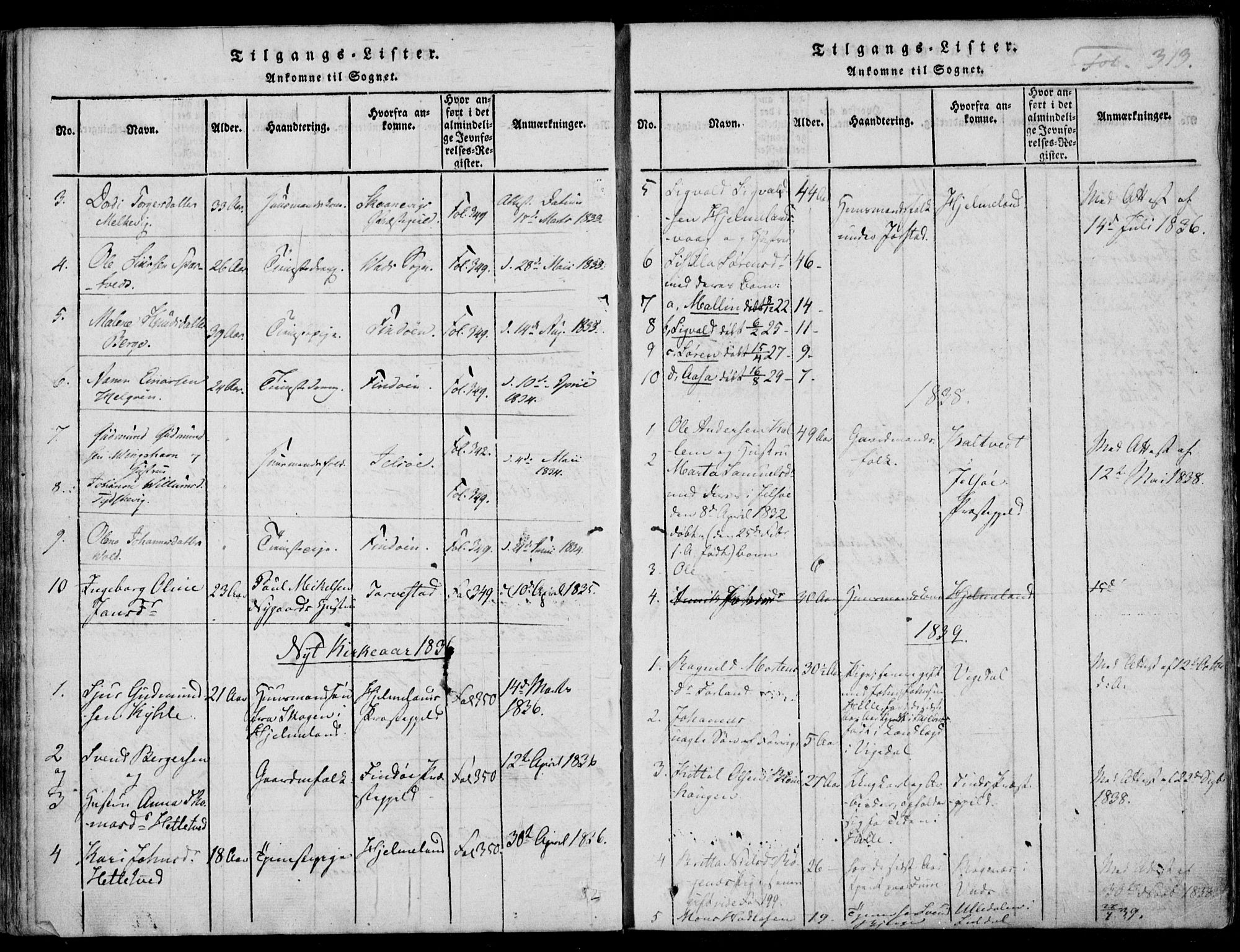 Nedstrand sokneprestkontor, AV/SAST-A-101841/01/IV: Parish register (official) no. A 7, 1816-1870, p. 313