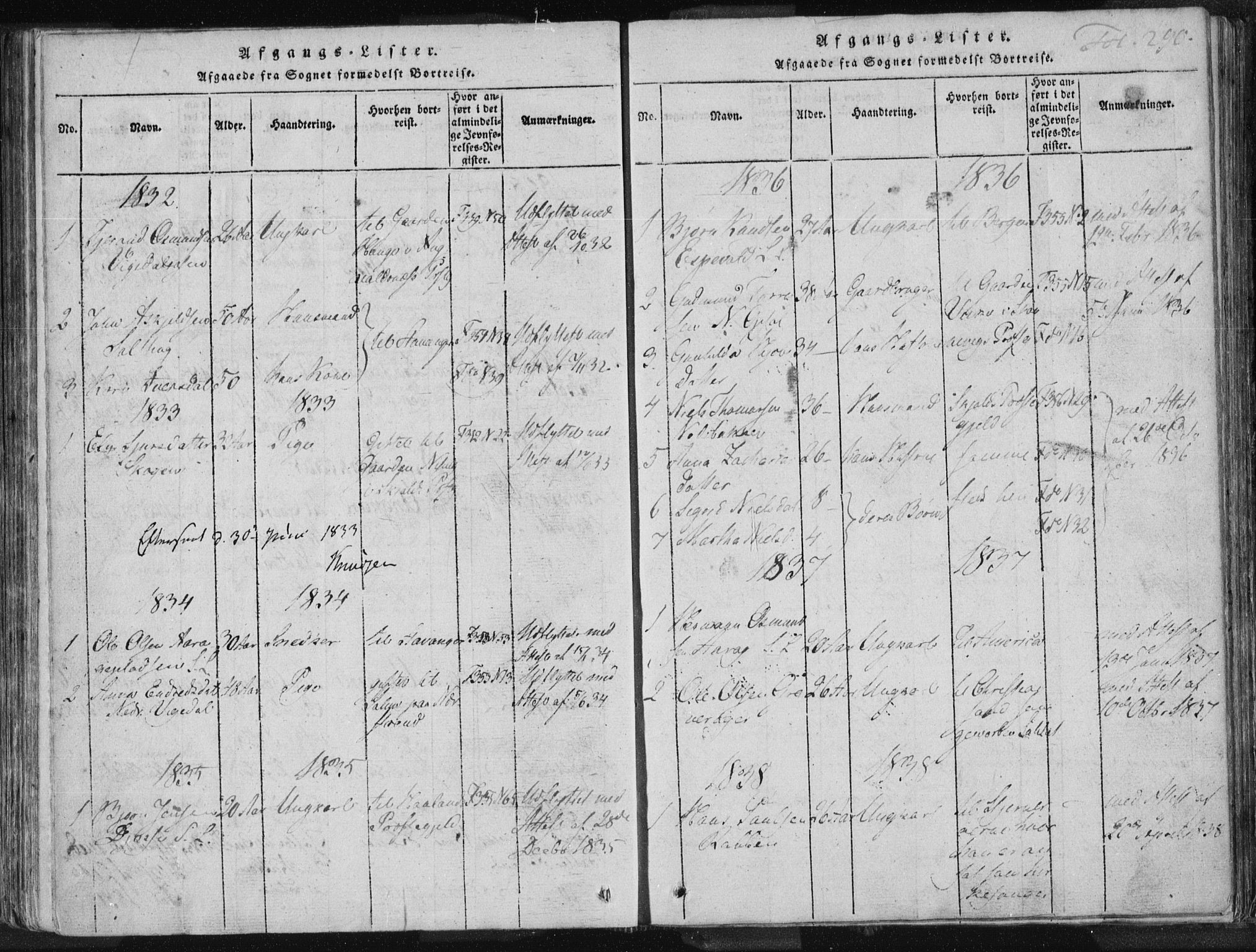 Vikedal sokneprestkontor, SAST/A-101840/01/IV: Parish register (official) no. A 3, 1817-1850, p. 290