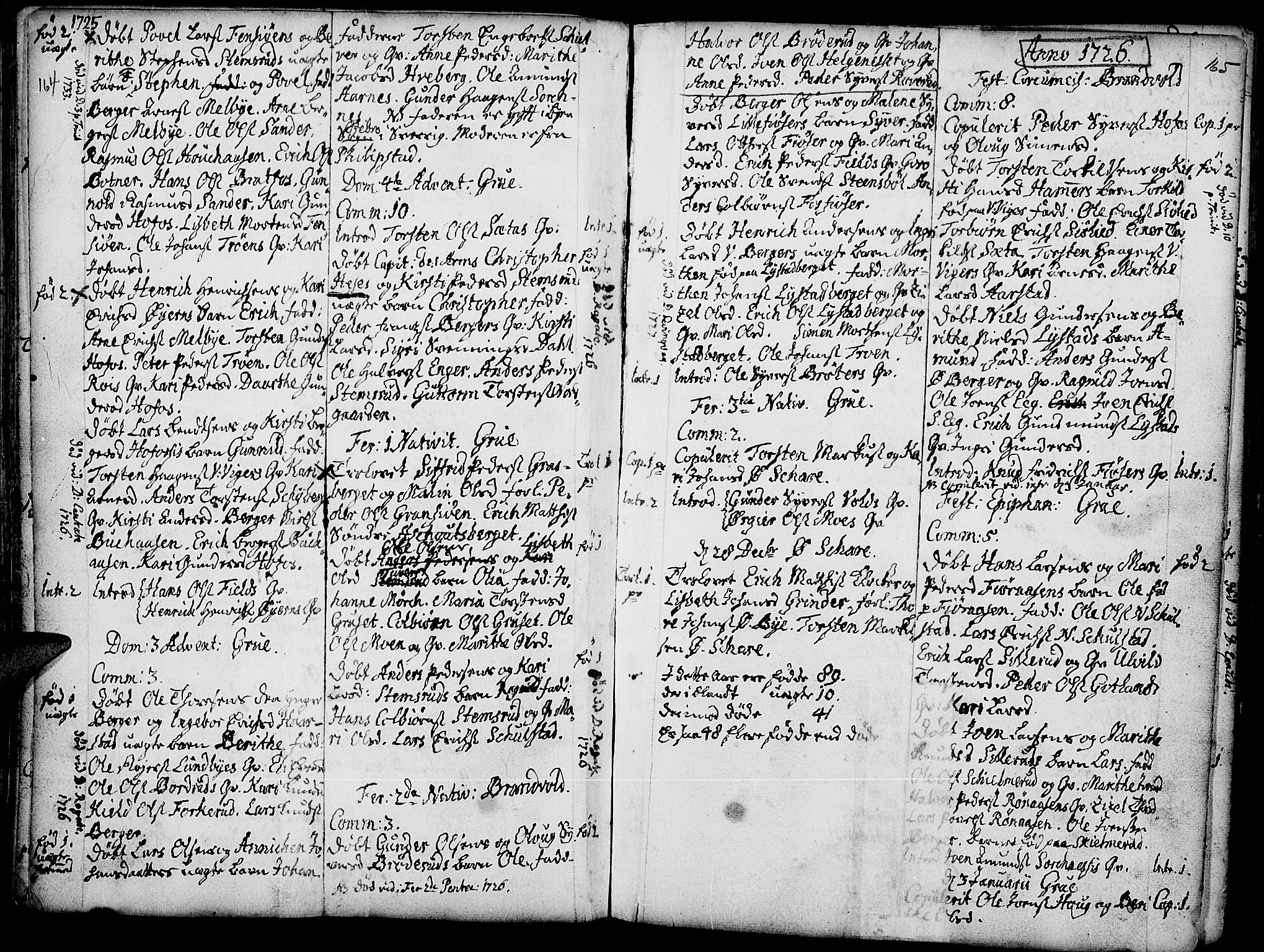 Grue prestekontor, AV/SAH-PREST-036/H/Ha/Haa/L0001: Parish register (official) no. 1, 1712-1748, p. 164-165