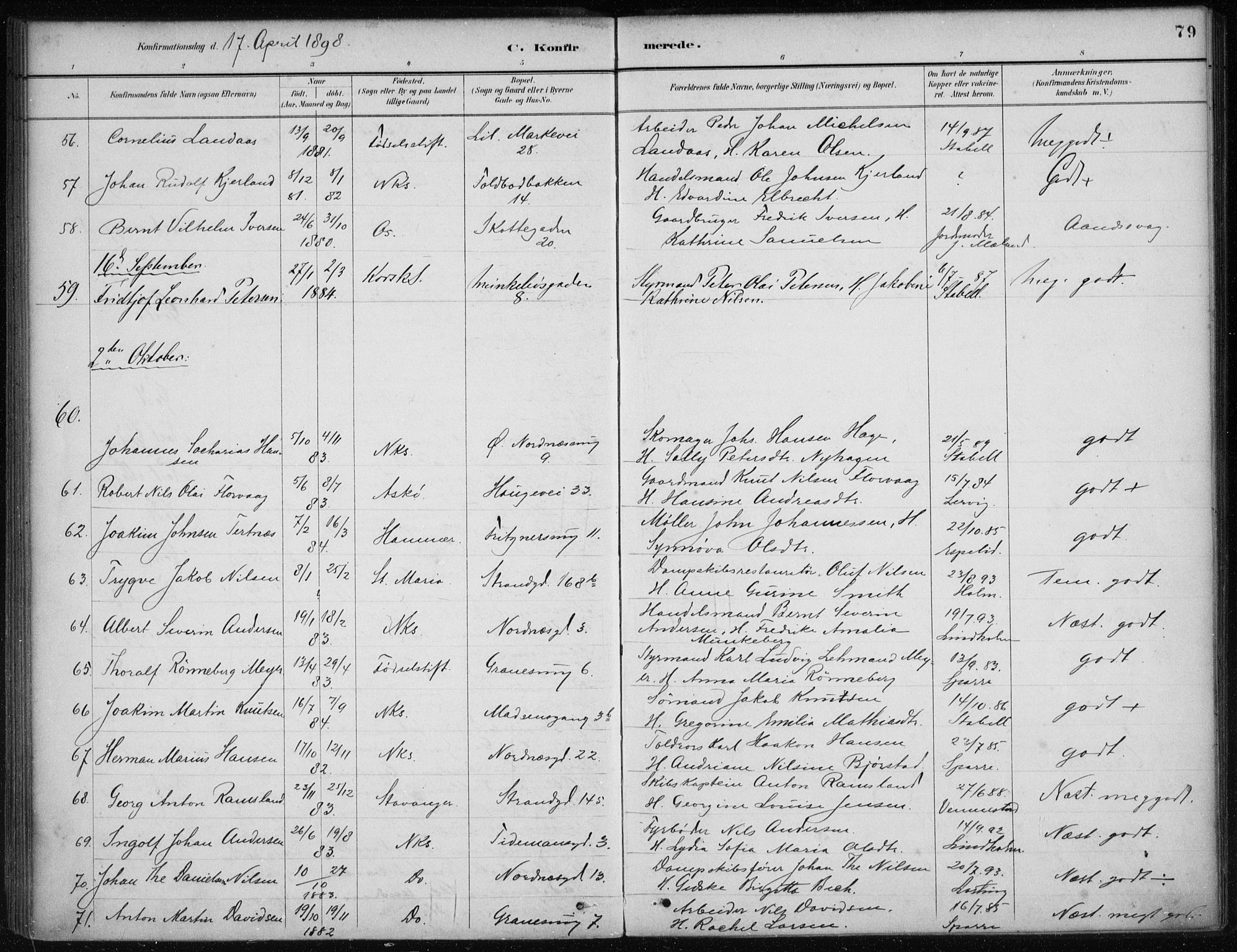 Nykirken Sokneprestembete, AV/SAB-A-77101/H/Haa/L0027: Parish register (official) no. C 6, 1886-1913, p. 79