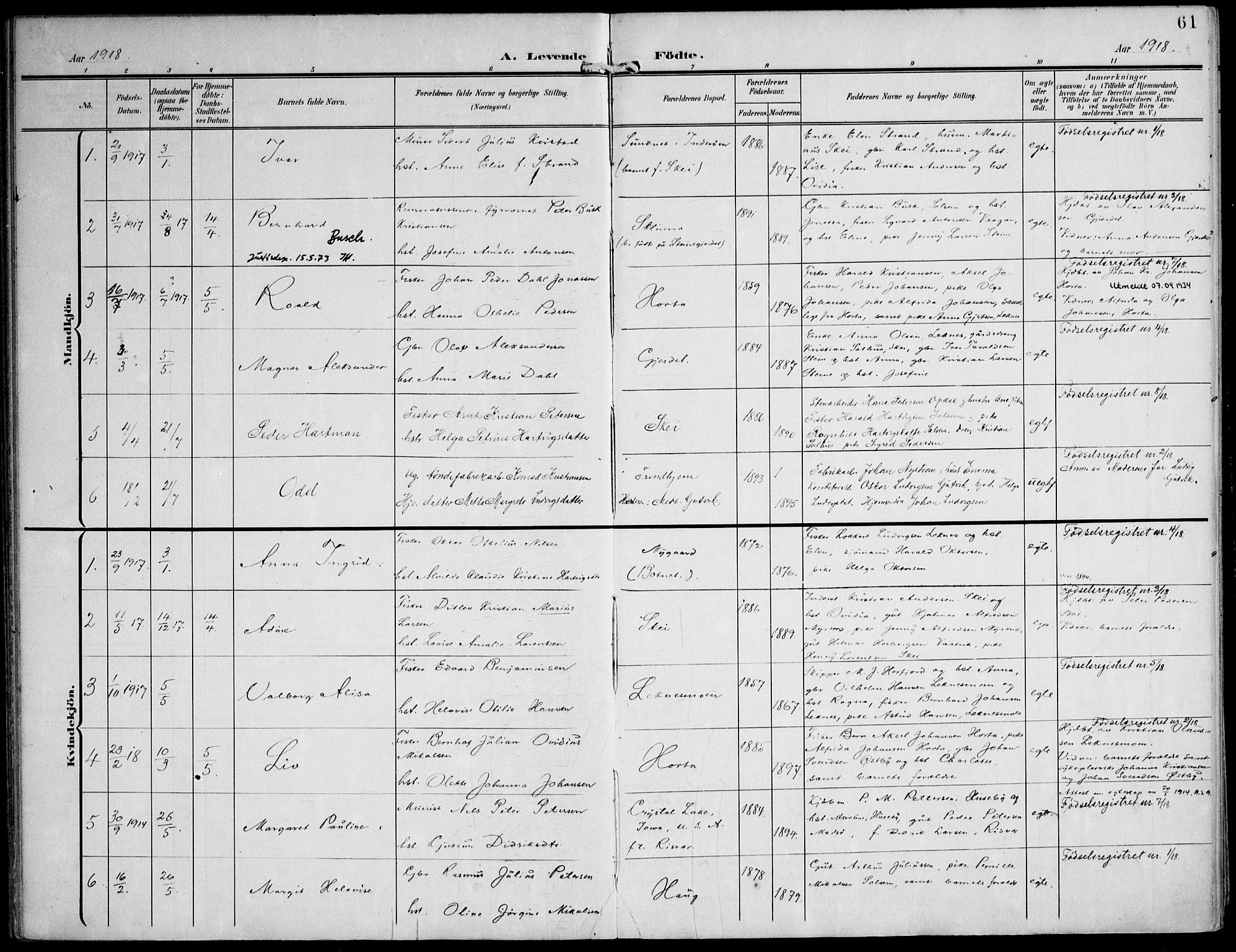 Ministerialprotokoller, klokkerbøker og fødselsregistre - Nord-Trøndelag, SAT/A-1458/788/L0698: Parish register (official) no. 788A05, 1902-1921, p. 61