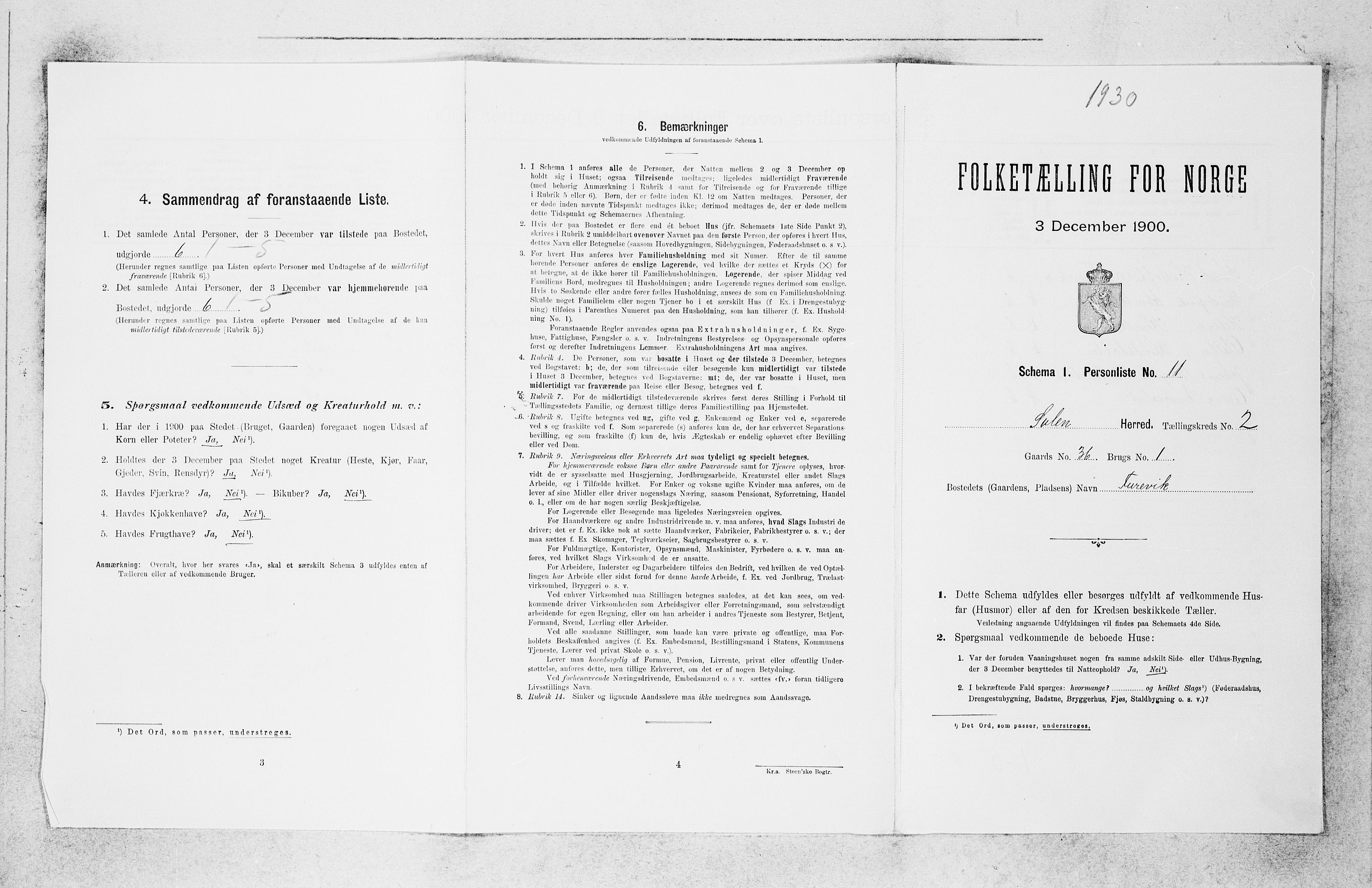 SAB, 1900 census for Solund, 1900, p. 177