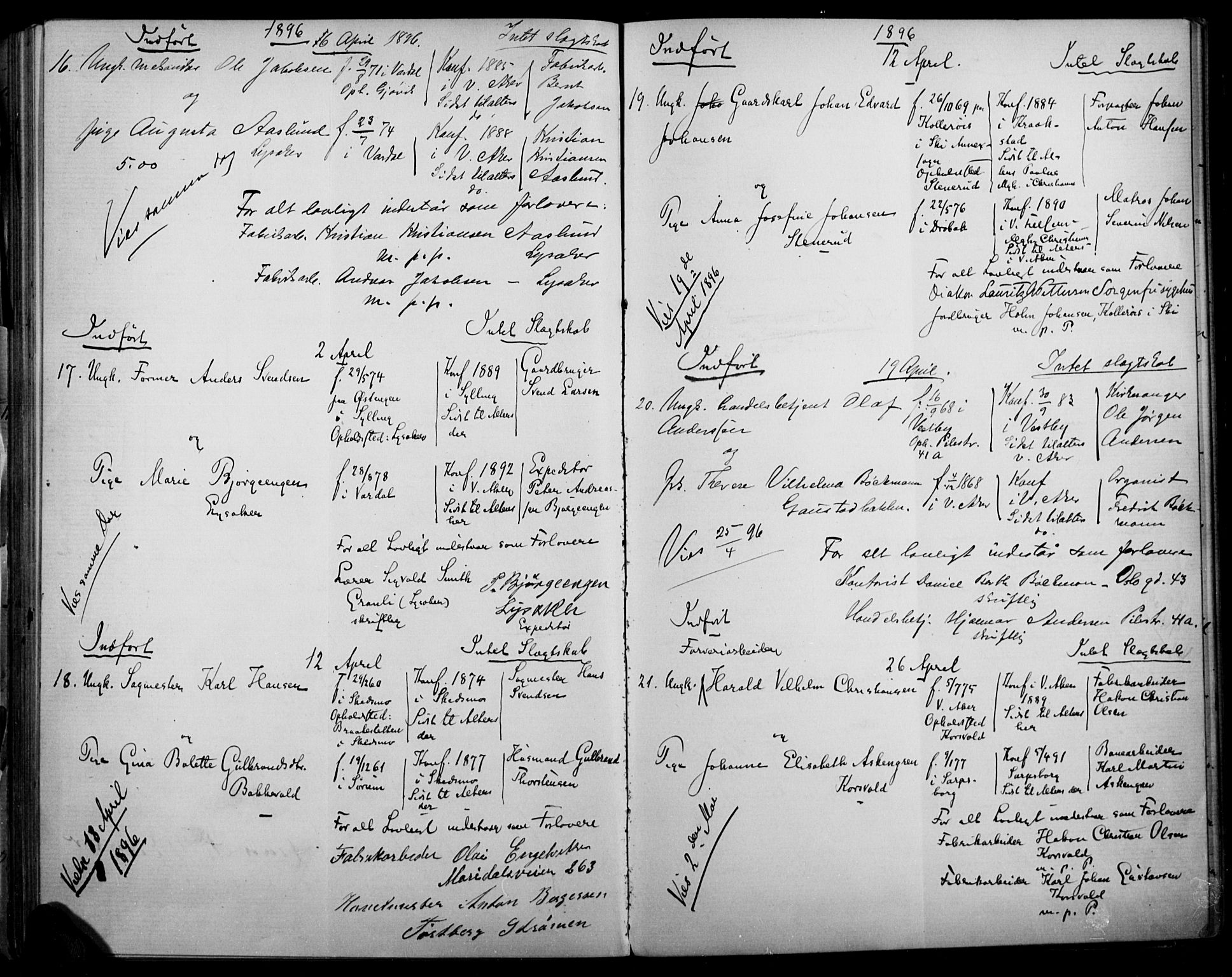 Vestre Aker prestekontor Kirkebøker, AV/SAO-A-10025/H/Ha/L0002: Banns register no. 2, 1878-1898