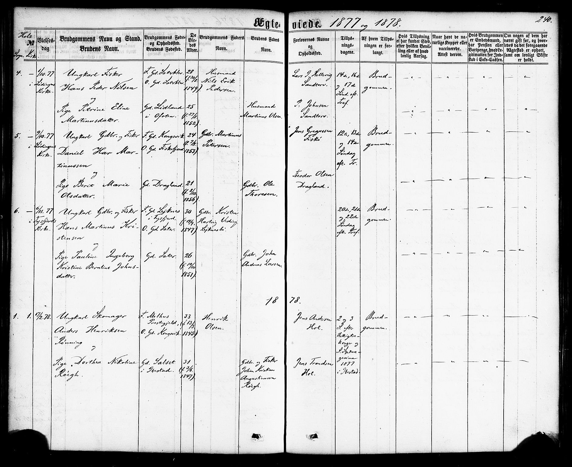 Ministerialprotokoller, klokkerbøker og fødselsregistre - Nordland, SAT/A-1459/865/L0923: Parish register (official) no. 865A01, 1864-1884, p. 240