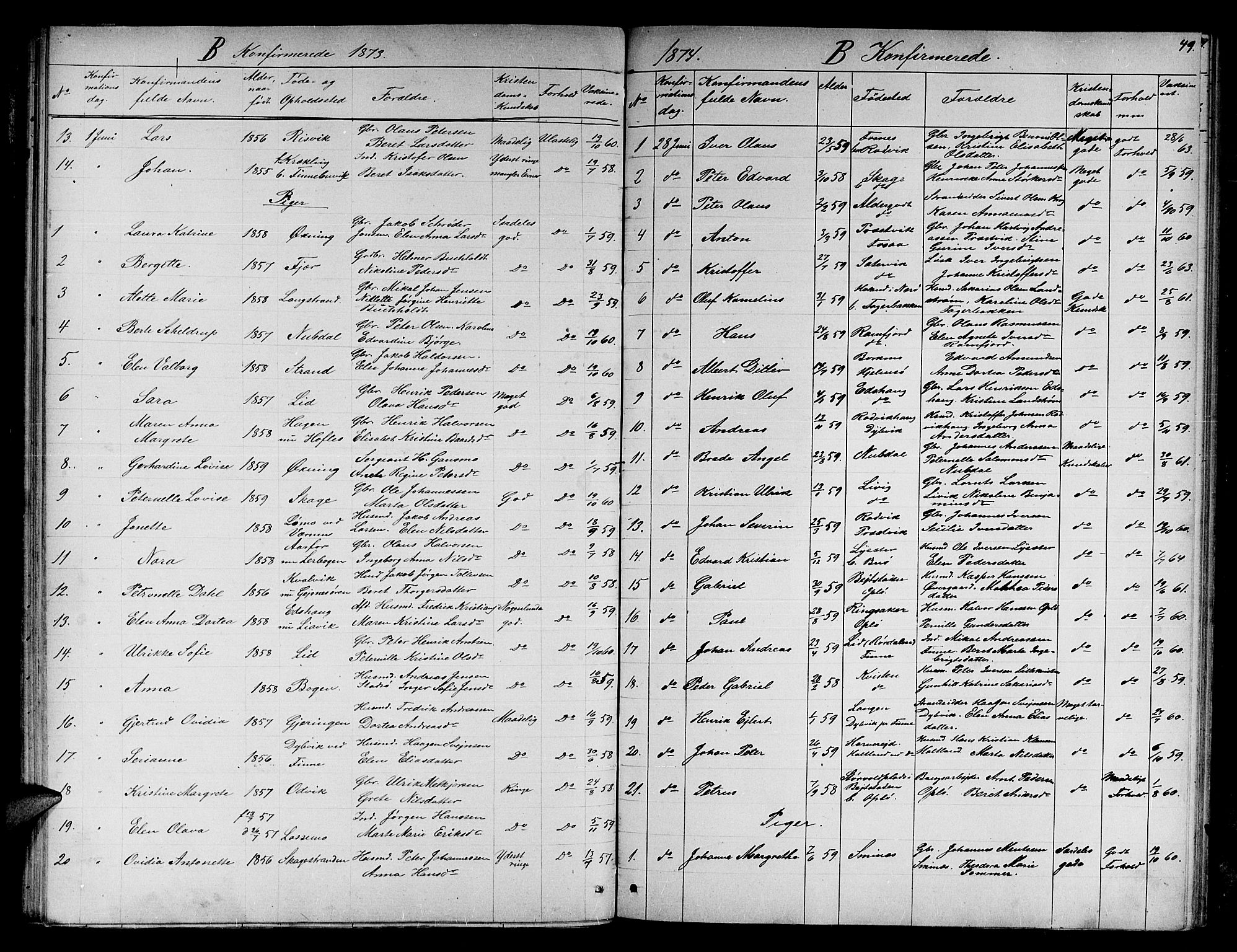 Ministerialprotokoller, klokkerbøker og fødselsregistre - Nord-Trøndelag, SAT/A-1458/780/L0650: Parish register (copy) no. 780C02, 1866-1884, p. 49