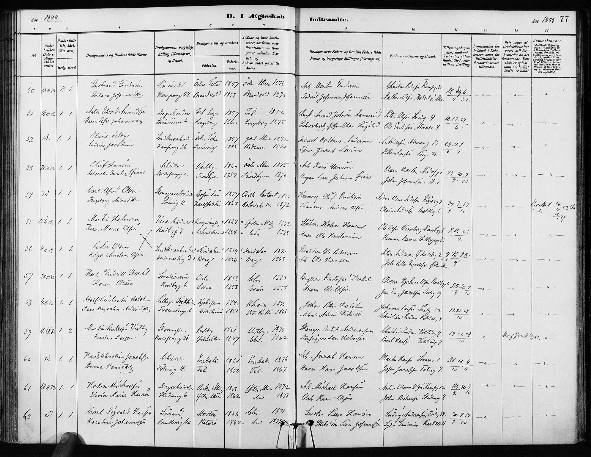 Kampen prestekontor Kirkebøker, AV/SAO-A-10853/F/Fa/L0002: Parish register (official) no. I 2, 1880-1888, p. 77