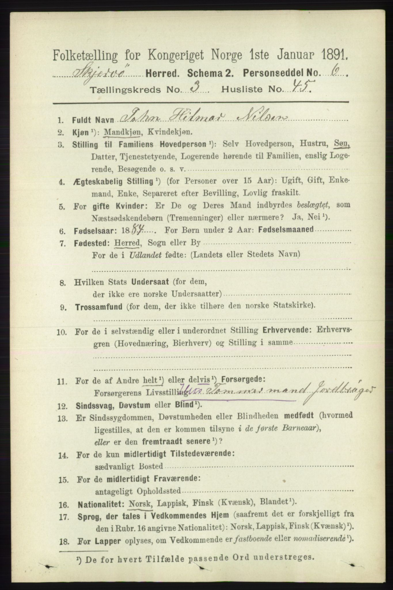 RA, 1891 census for 1941 Skjervøy, 1891, p. 2181