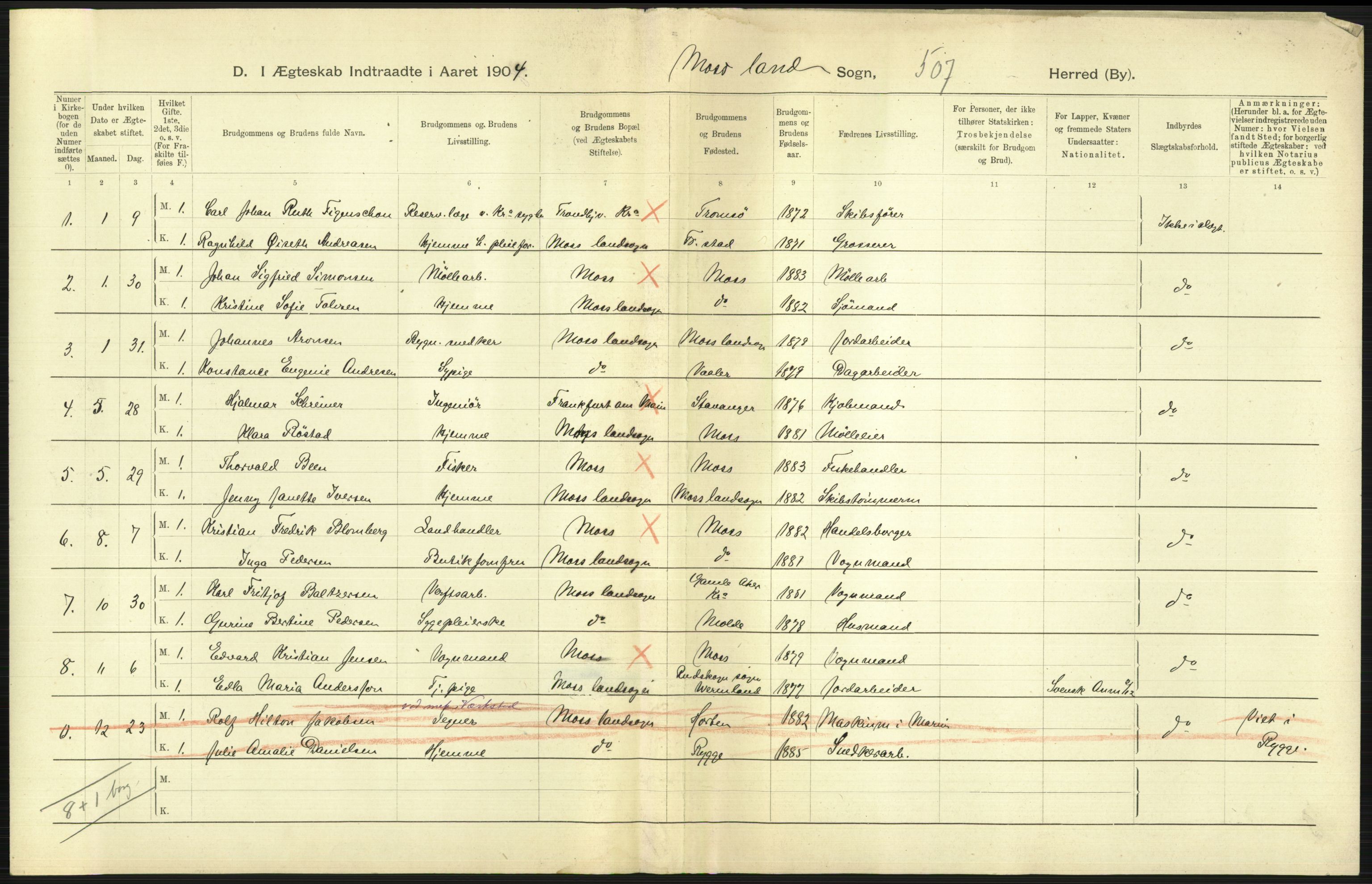 Statistisk sentralbyrå, Sosiodemografiske emner, Befolkning, AV/RA-S-2228/D/Df/Dfa/Dfab/L0001: Smålenenes amt: Fødte, gifte, døde, 1904, p. 610