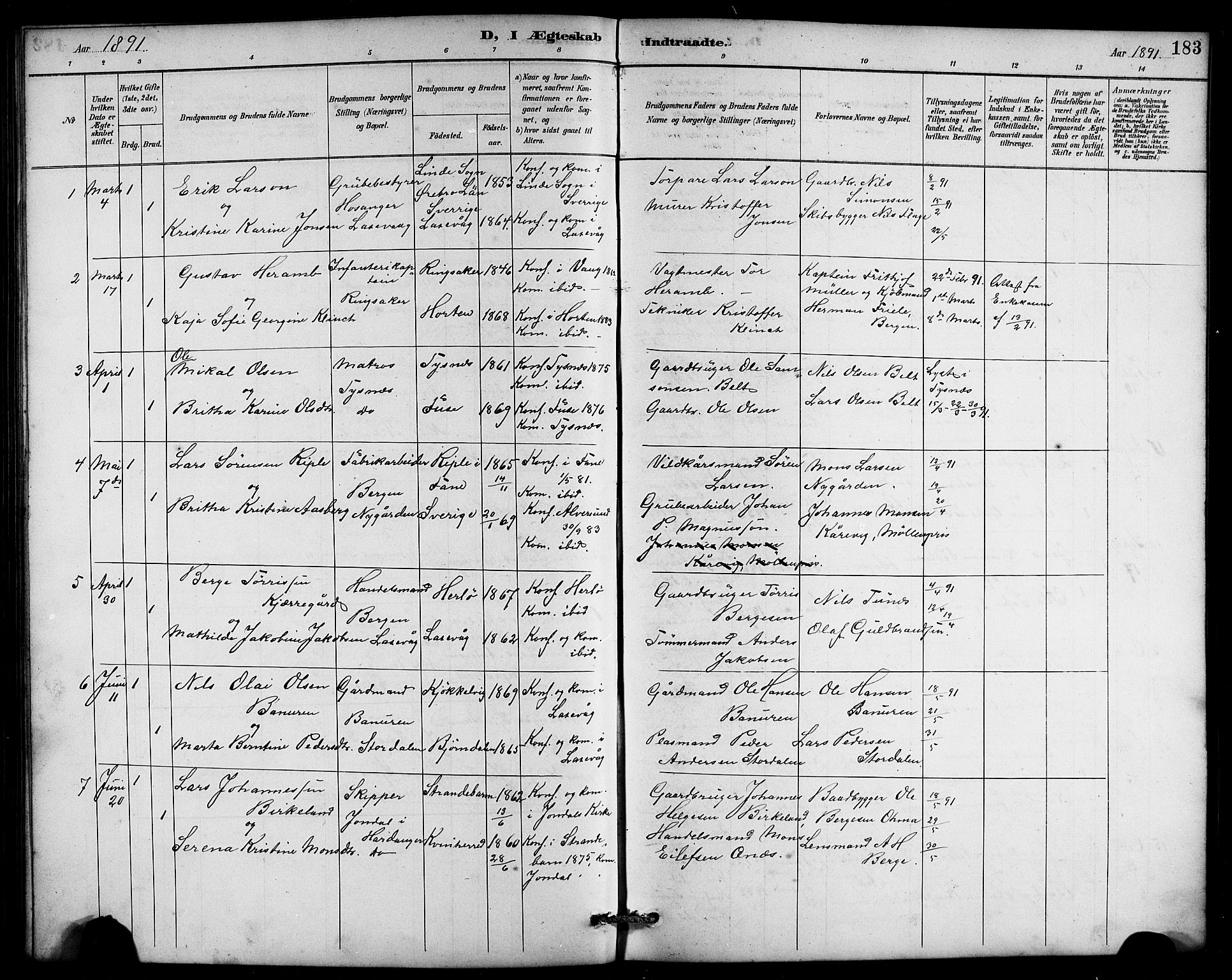 Laksevåg Sokneprestembete, SAB/A-76501/H/Ha/Hab/Haba/L0003: Parish register (copy) no. A 3, 1887-1899, p. 183