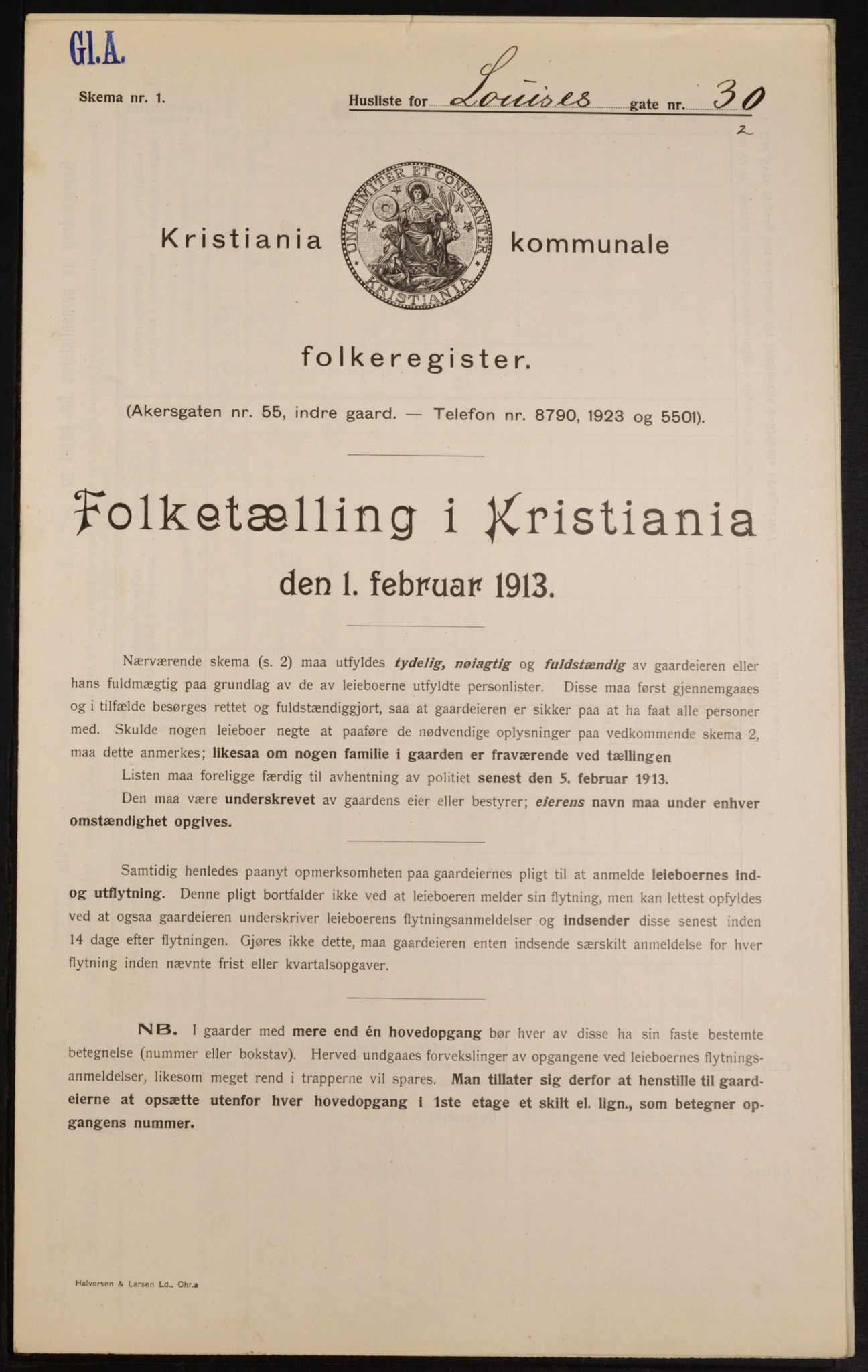 OBA, Municipal Census 1913 for Kristiania, 1913, p. 58205