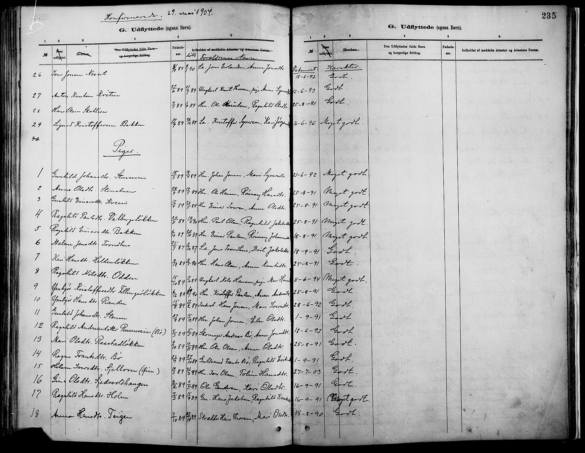 Vågå prestekontor, SAH/PREST-076/H/Ha/Haa/L0009: Parish register (official) no. 9, 1886-1904, p. 235