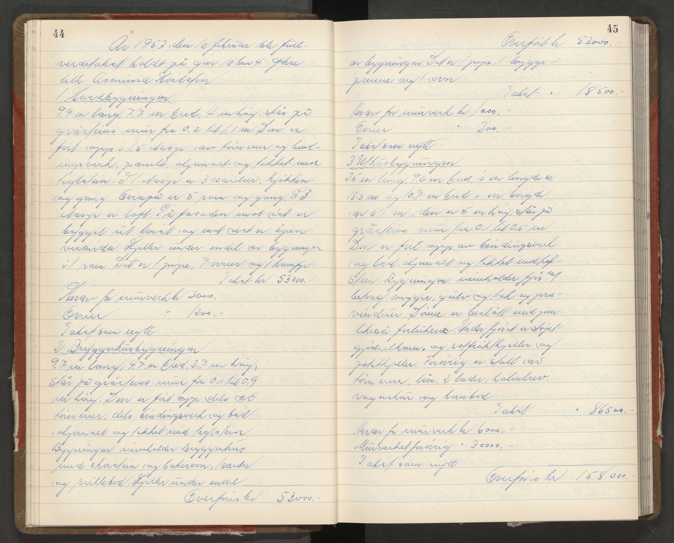 Nøtterøy lensmannskontor, AV/SAKO-A-540/Y/Yg/Yga/L0027: Branntakstprotokoll, 1953-1954, p. 44-45