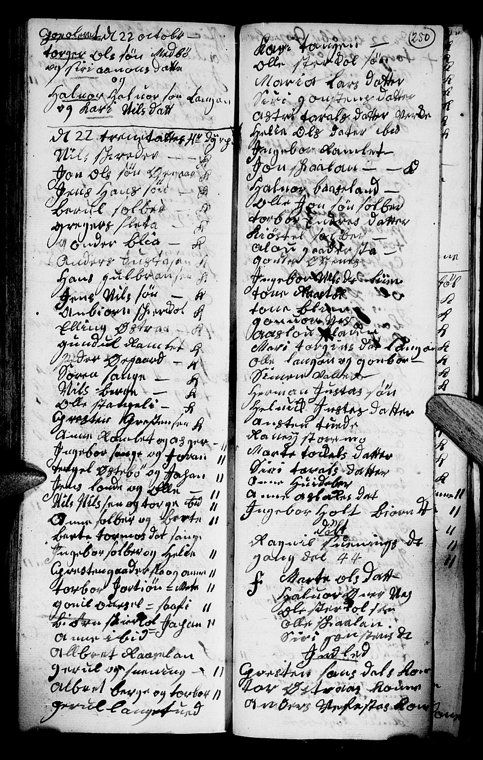 Holt sokneprestkontor, AV/SAK-1111-0021/F/Fb/L0004: Parish register (copy) no. B 4, 1730-1746, p. 250